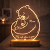 Mamma Bear Hug Lamp – Personalized LED Acrylic Night Lamp for Mom | Custom Name Gift | ‘My Safe Place Is You’ Mother’s Day, Birthday, Emotional Gift for Mom