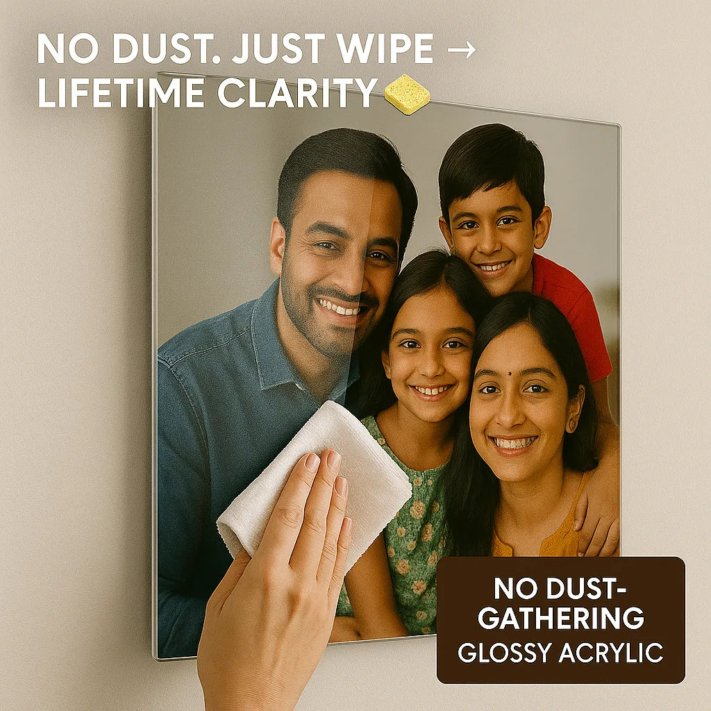 Acrylic Photo Frame for Wall – Frameless Glass-Like Premium Display | Modern Wall Mounted Family & Portrait Photo Frame