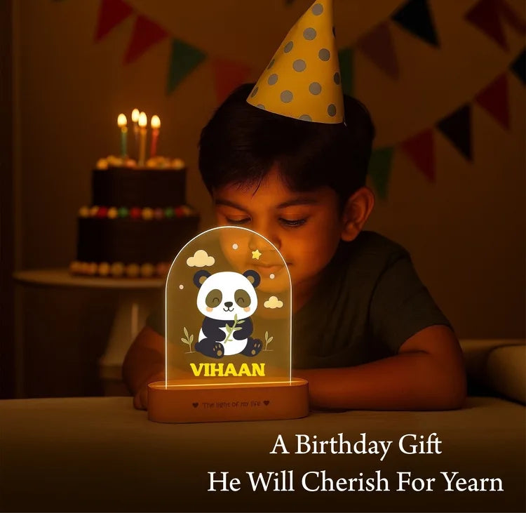 Newborn Gift with Name – Personalized Panda Night Lamp for Baby Room