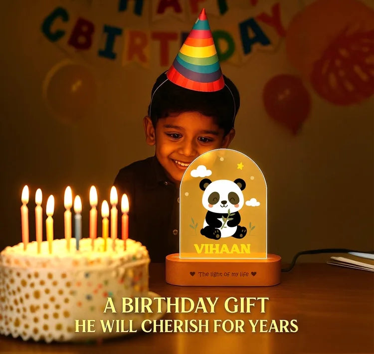 Newborn Gift with Name – Personalized Panda Night Lamp for Baby Room