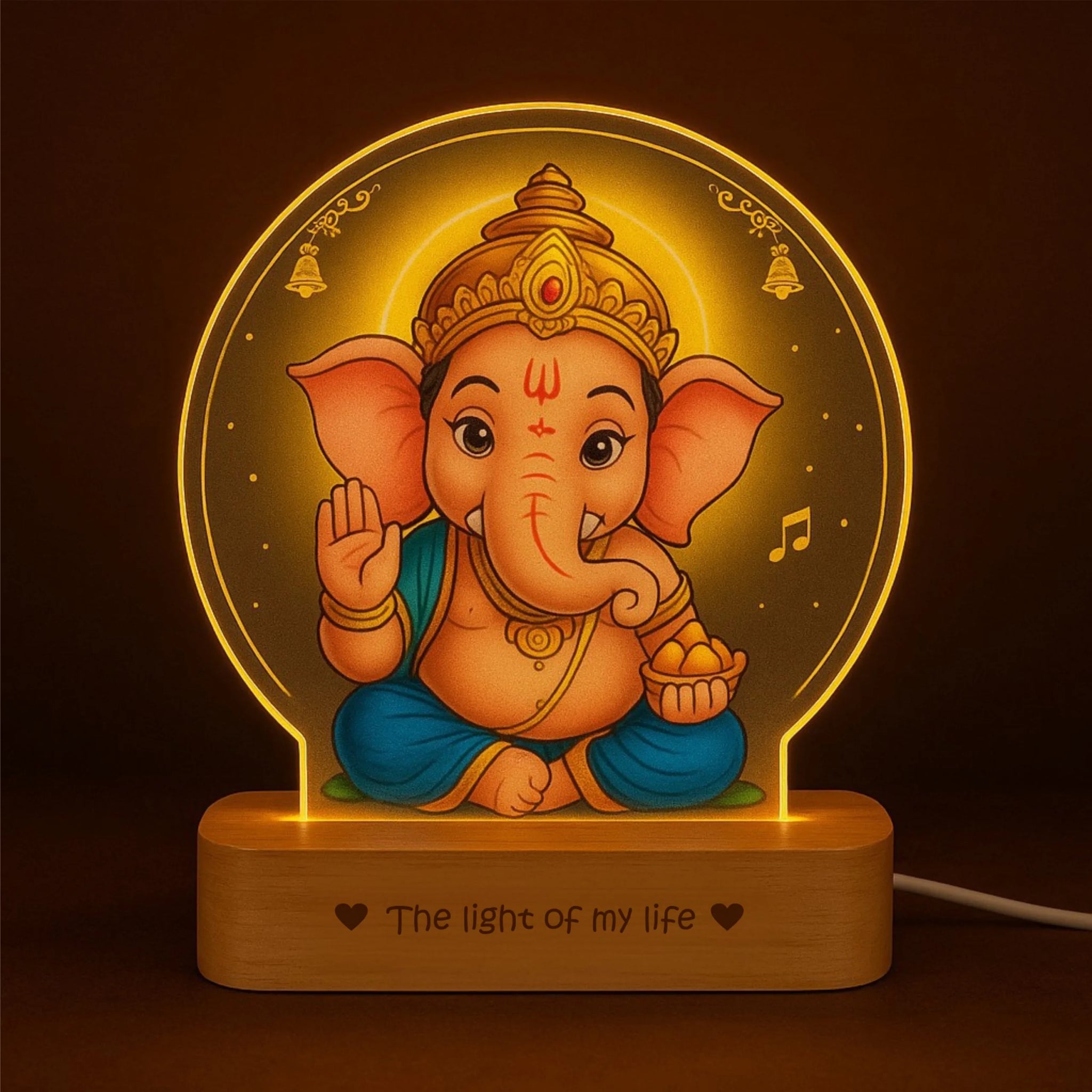 Ganesh Photo Frame with Light – Spiritual Pooja Room Décor & Gift