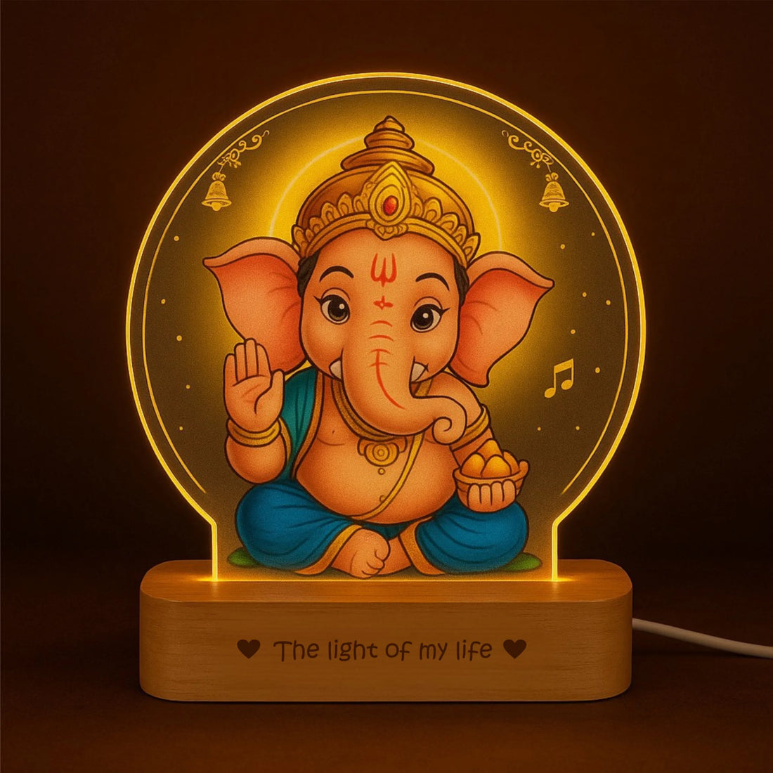 Ganesh Photo Frame with Light – Spiritual Pooja Room Décor & Gift