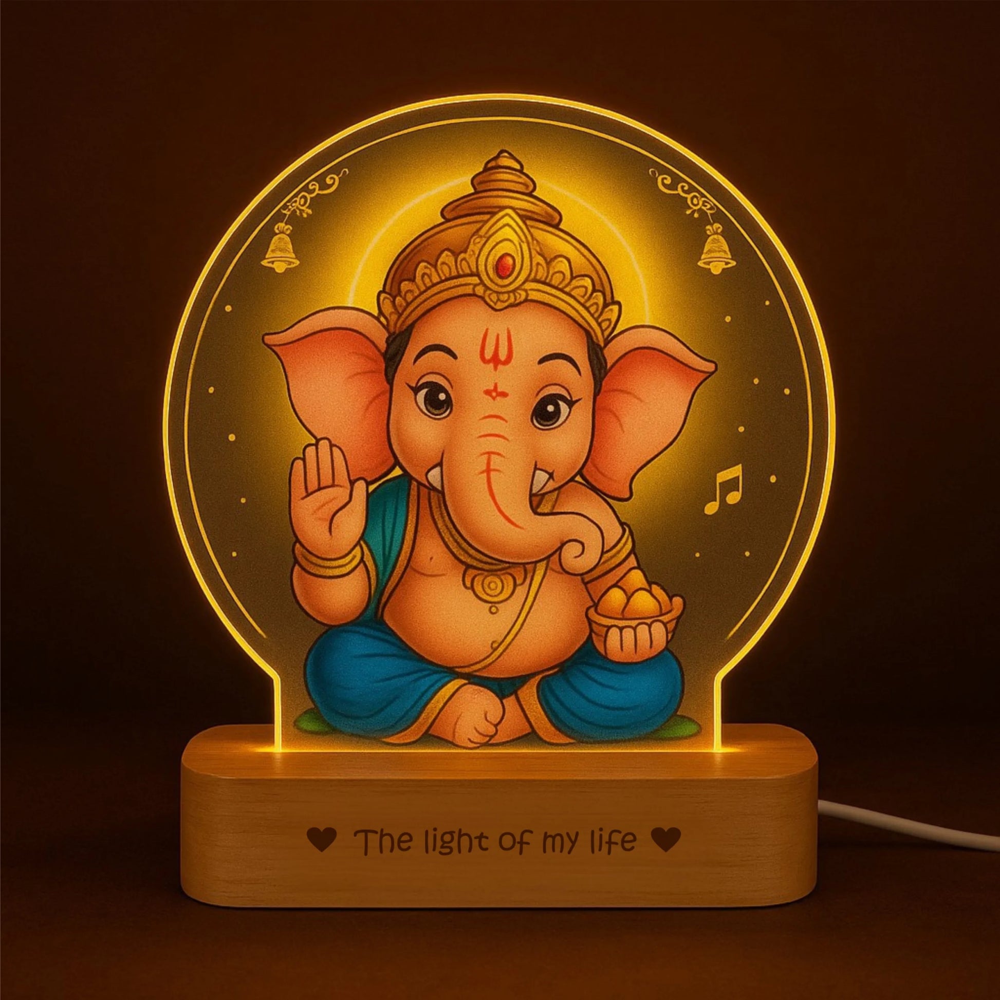 Ganesh Photo Frame with Light – Spiritual Pooja Room Décor & Gift