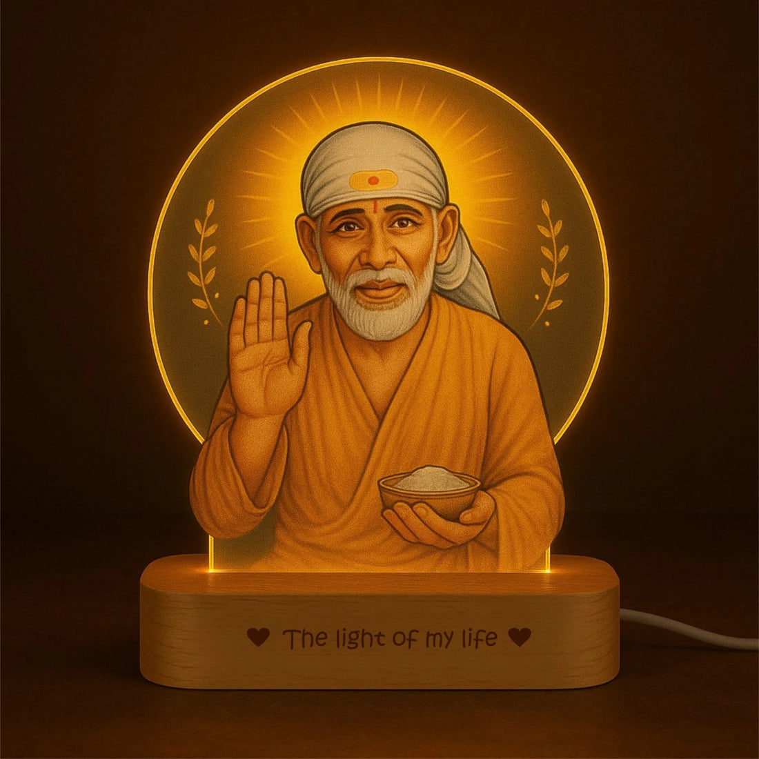 Sai Baba Photo Frame with Light – Pooja Room Décor & Gift for Dadi