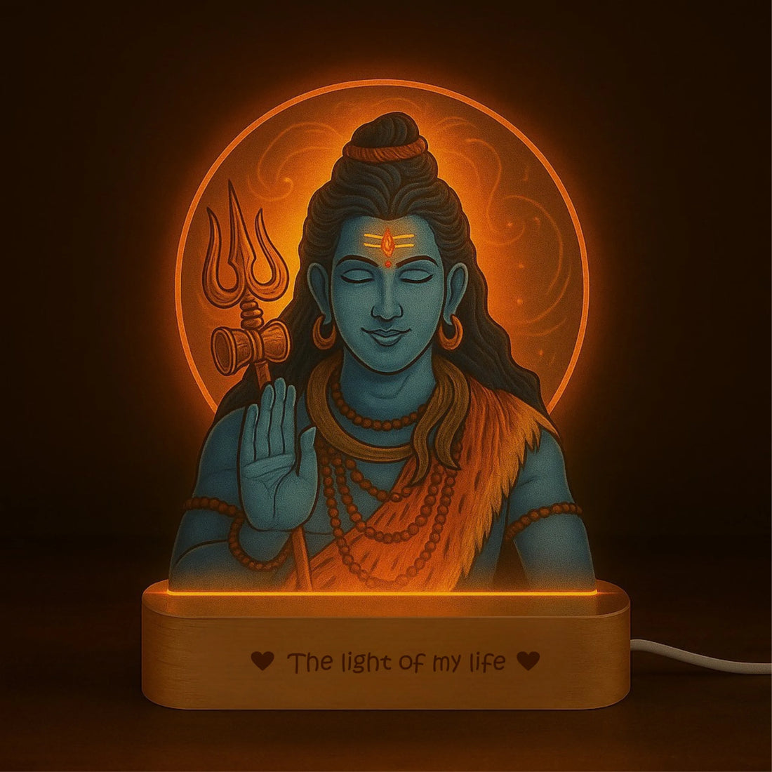 Shiva Photo Frame with Light – Mahadev Pooja Room Décor & Spiritual Gift