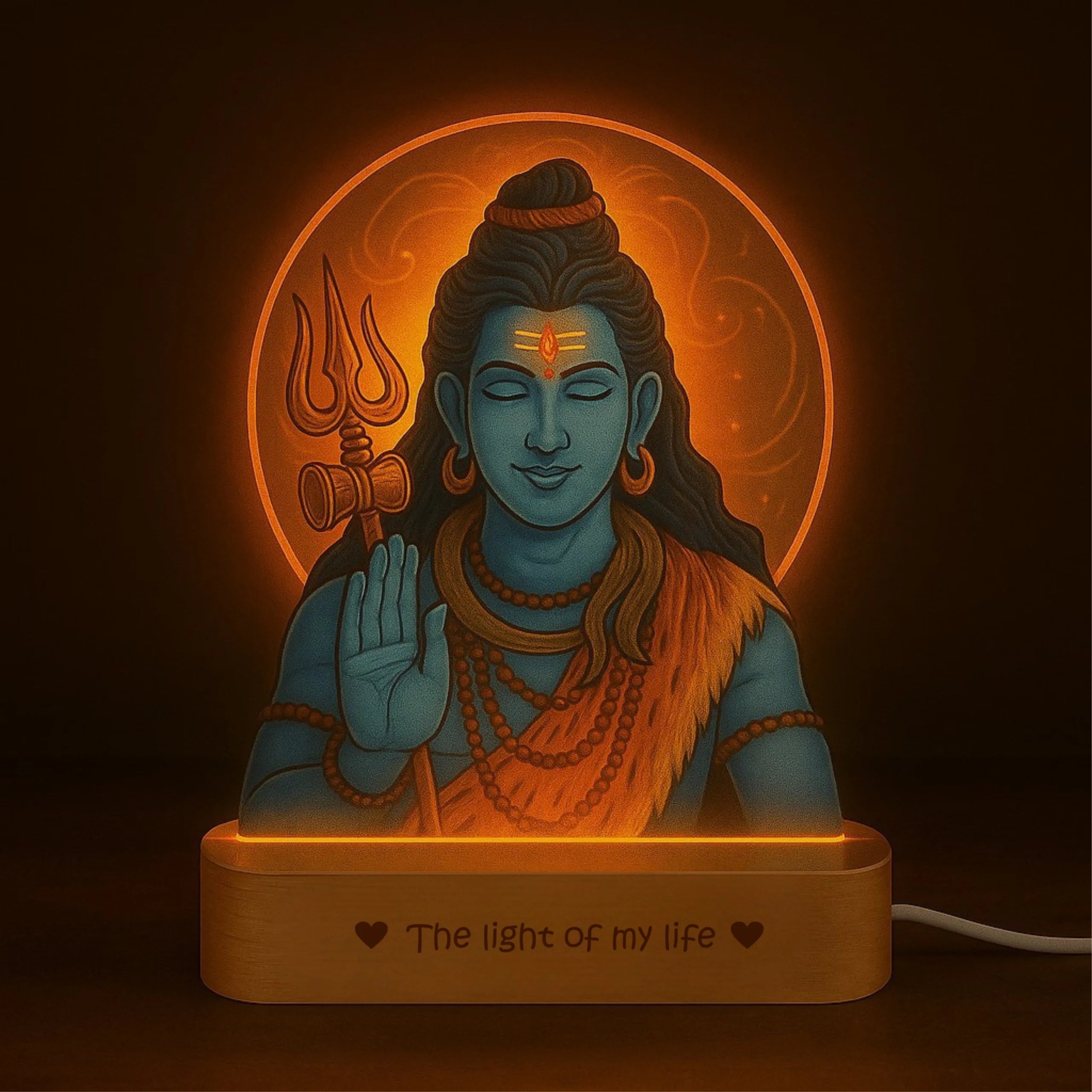 Shiva Photo Frame with Light – Mahadev Pooja Room Décor & Spiritual Gift