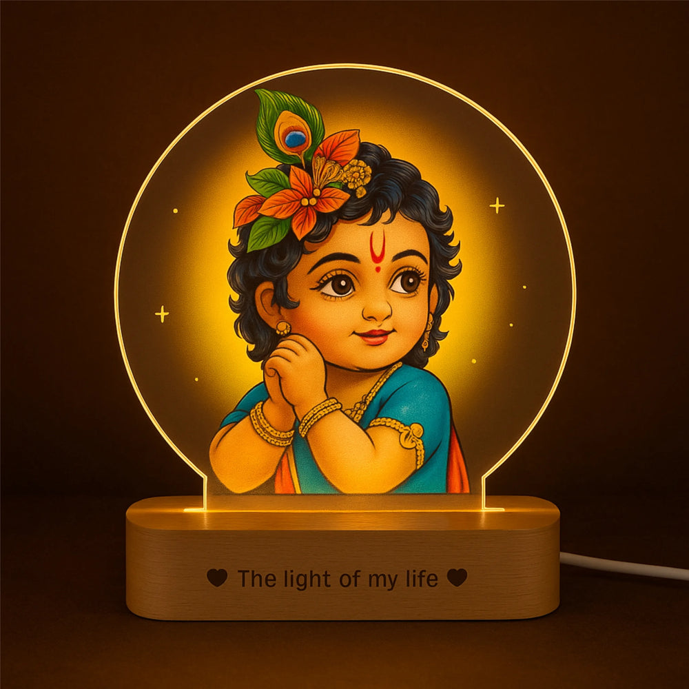 Bal Krishna Photo Frame with Light – Spiritual Pooja Room Décor & Diwali Gift