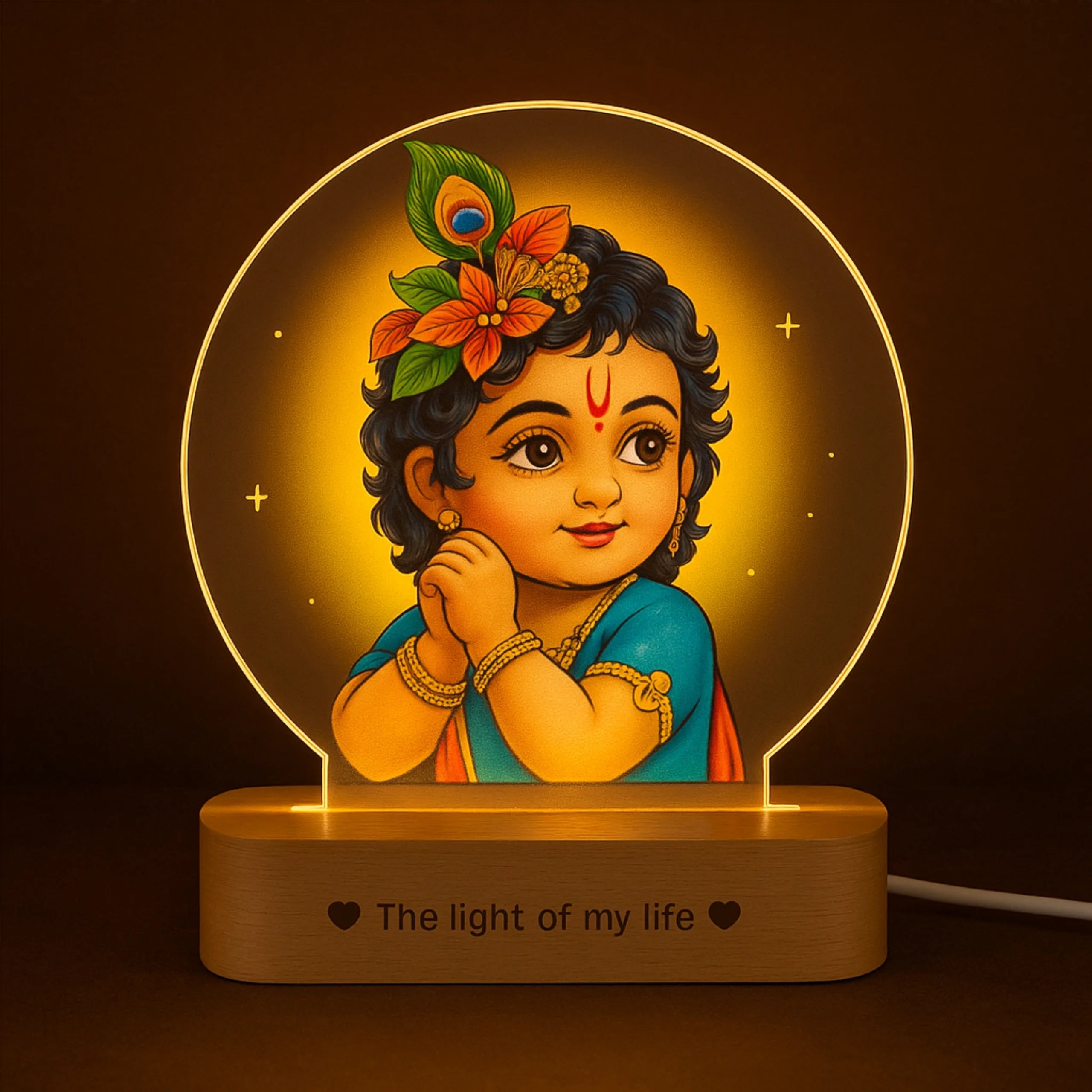 Bal Krishna Photo Frame with Light – Spiritual Pooja Room Décor & Diwali Gift