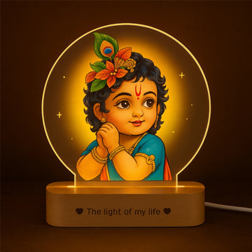 Bal Krishna Photo Frame with Light – Spiritual Pooja Room Décor & Diwali Gift