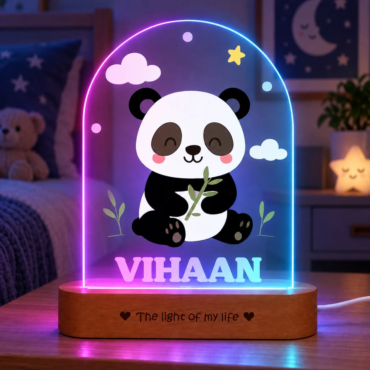 Newborn Gift with Name – Personalized Panda Night Lamp for Baby Room