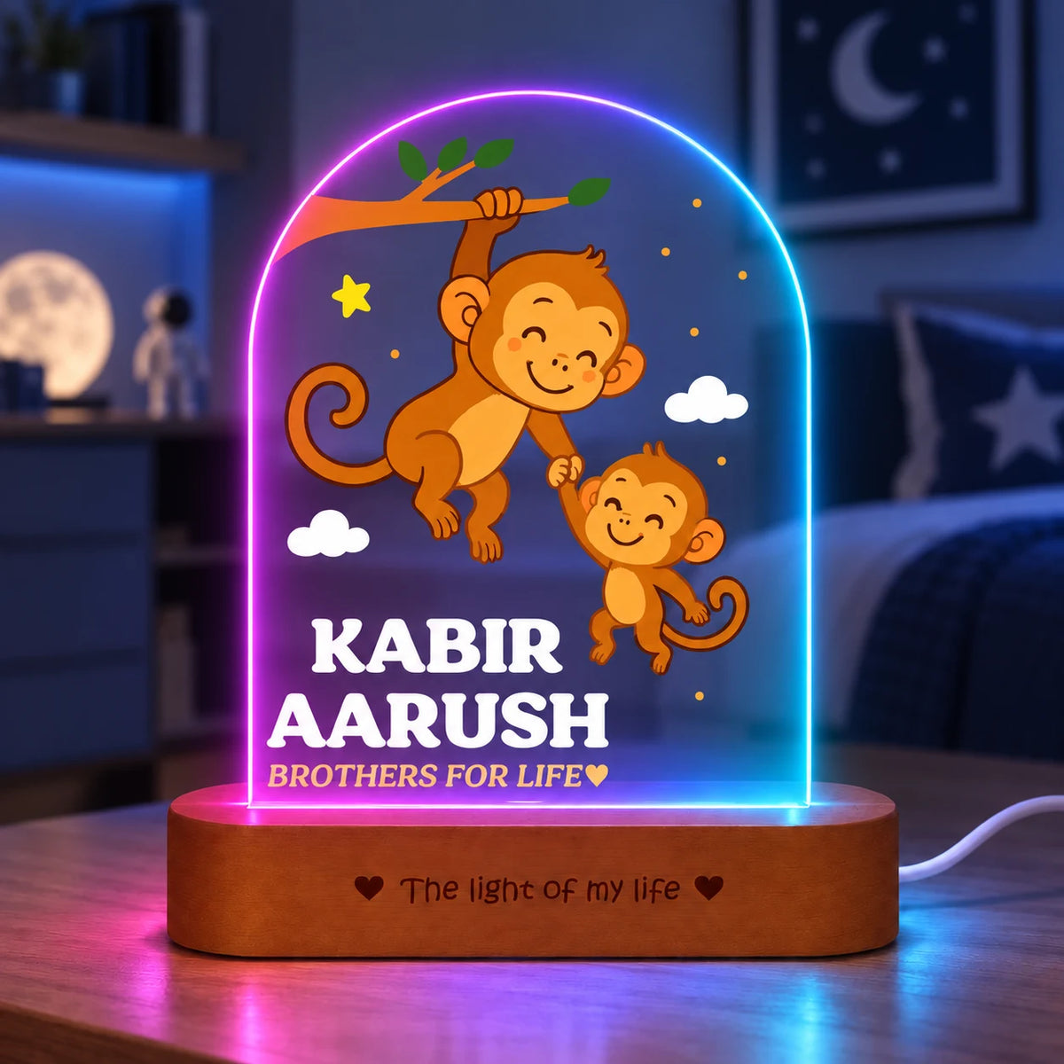 Personalized Sibling Night Lamp – Nursery Décor for Two Kids with Names