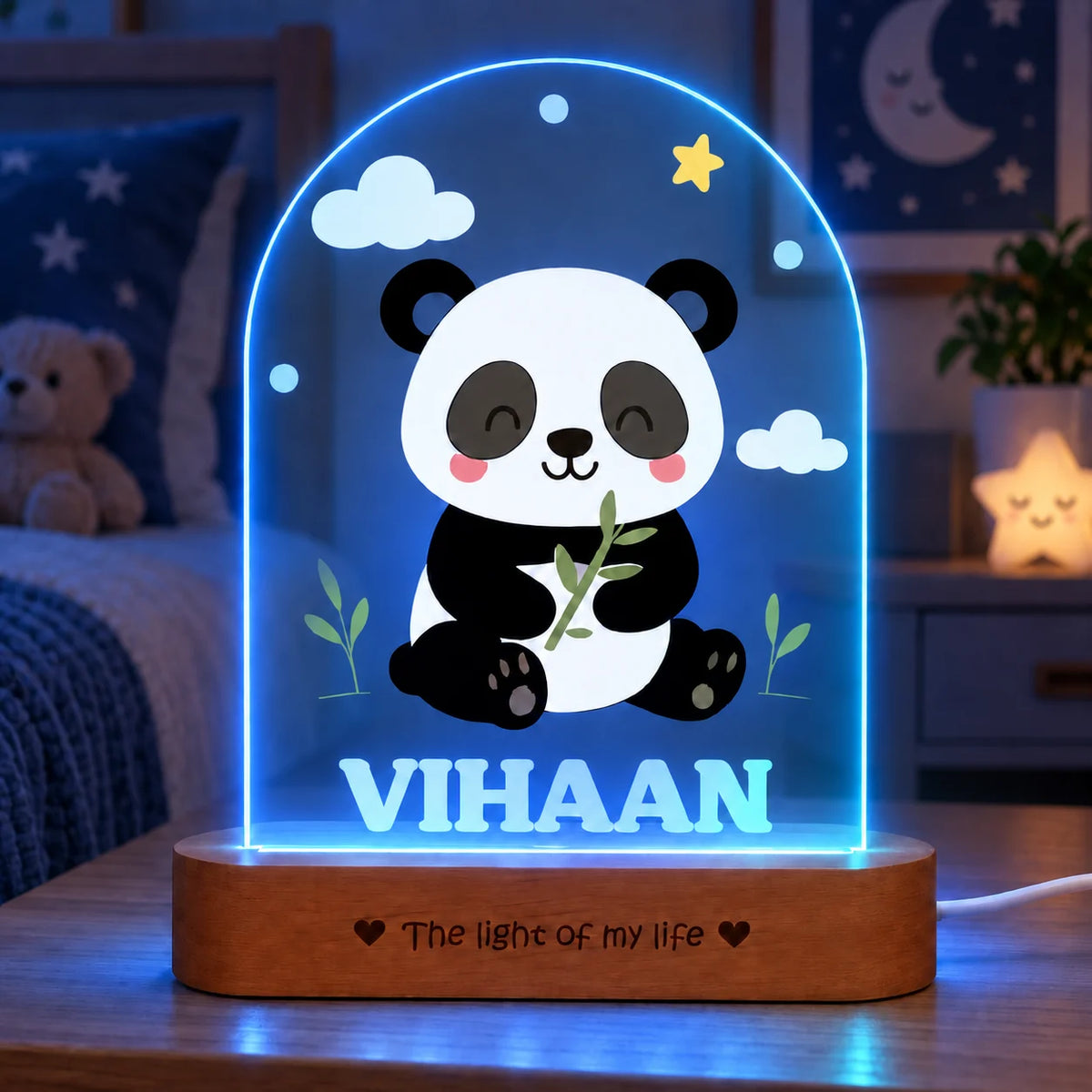 Newborn Gift with Name – Personalized Panda Night Lamp for Baby Room