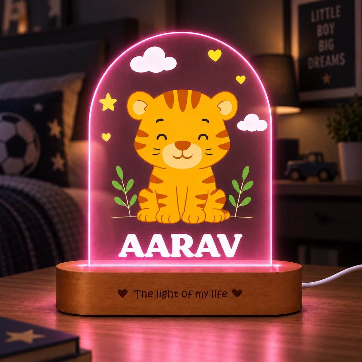 Birthday Gift for Boys – Personalized Tiger Night Lamp with Name