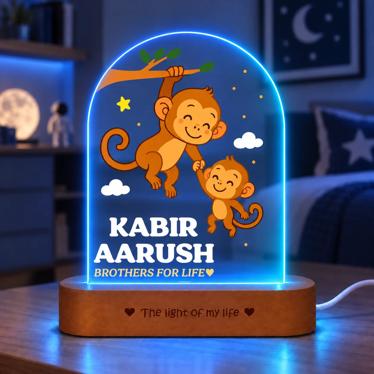 Personalized Sibling Night Lamp – Nursery Décor for Two Kids with Names