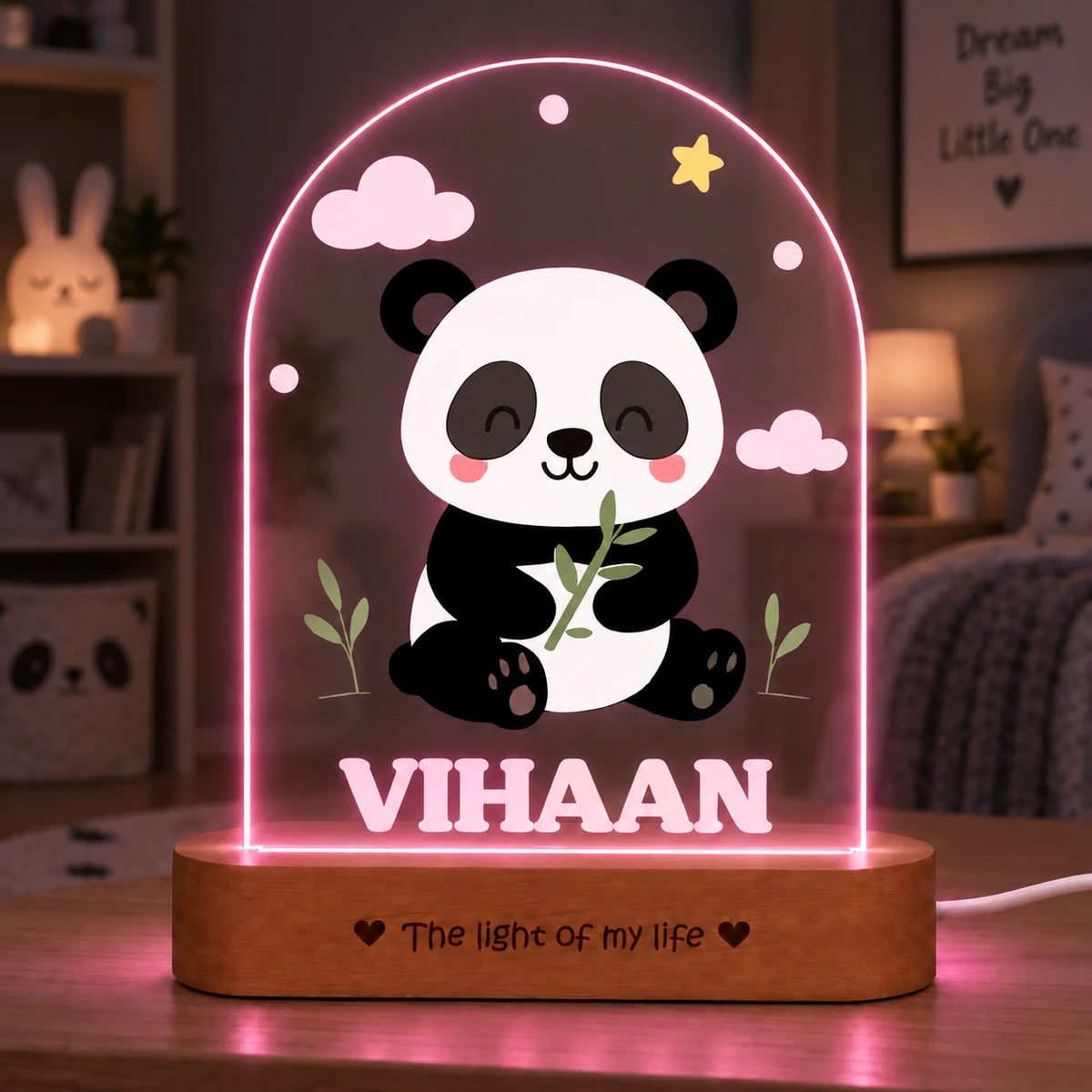 Newborn Gift with Name – Personalized Panda Night Lamp for Baby Room