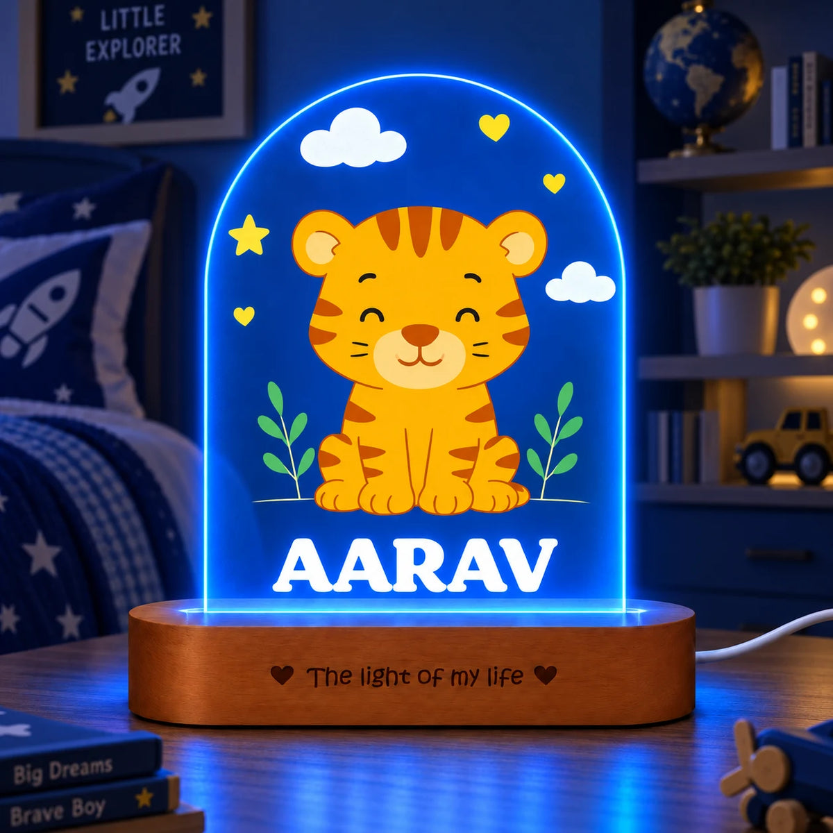 Birthday Gift for Boys – Personalized Tiger Night Lamp with Name