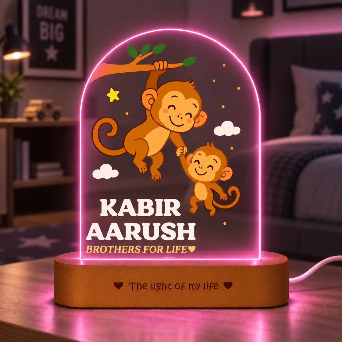 Personalized Sibling Night Lamp – Nursery Décor for Two Kids with Names