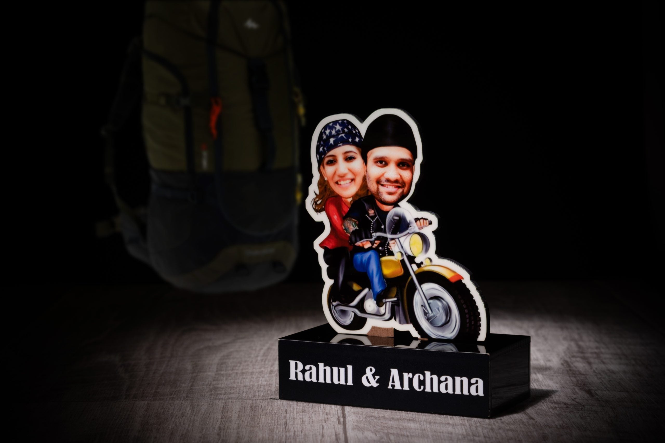 Personalized Travel loving couple caricature standee