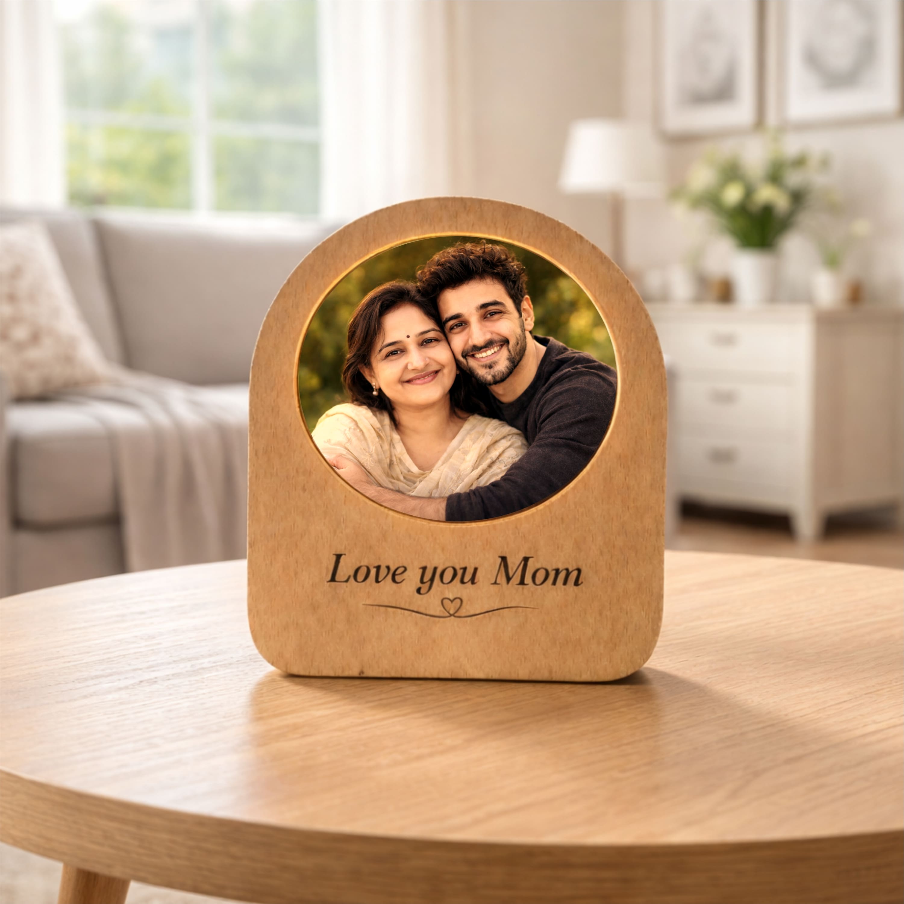 Mom, My Safe Place – LED Acrylic Photo Lamp for Mom | Mother’s Day Gift (5x4 Inch Lamp with 3 Inch Photo)