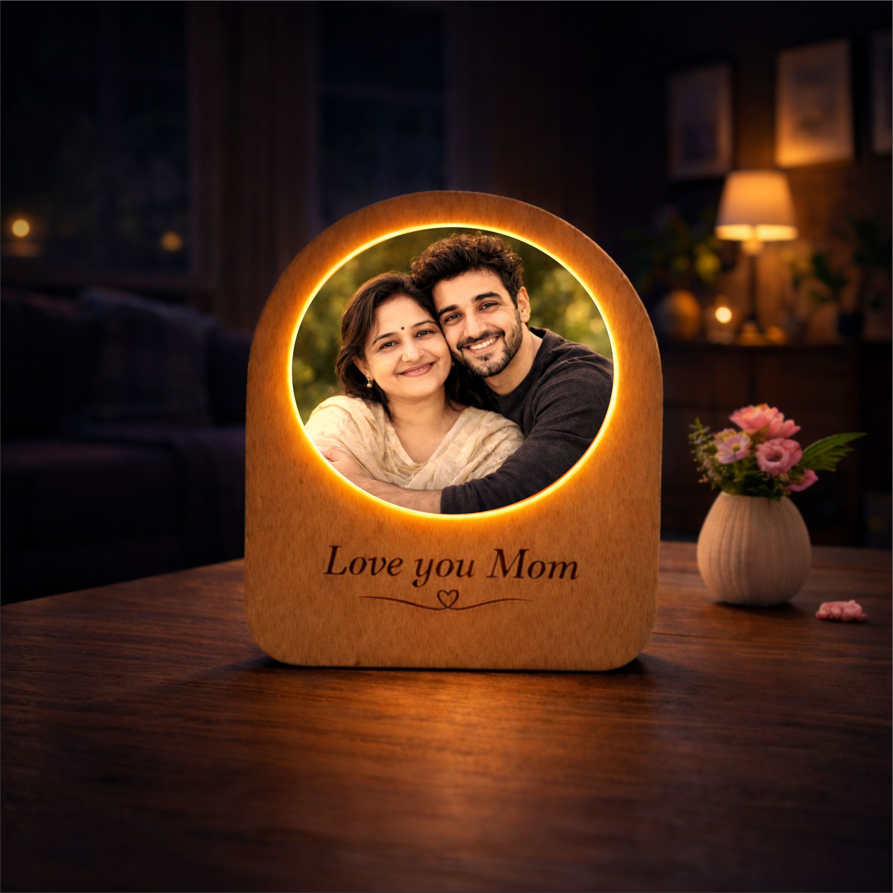Mom, My Safe Place – LED Acrylic Photo Lamp for Mom | Mother’s Day Gift (5x4 Inch Lamp with 3 Inch Photo)
