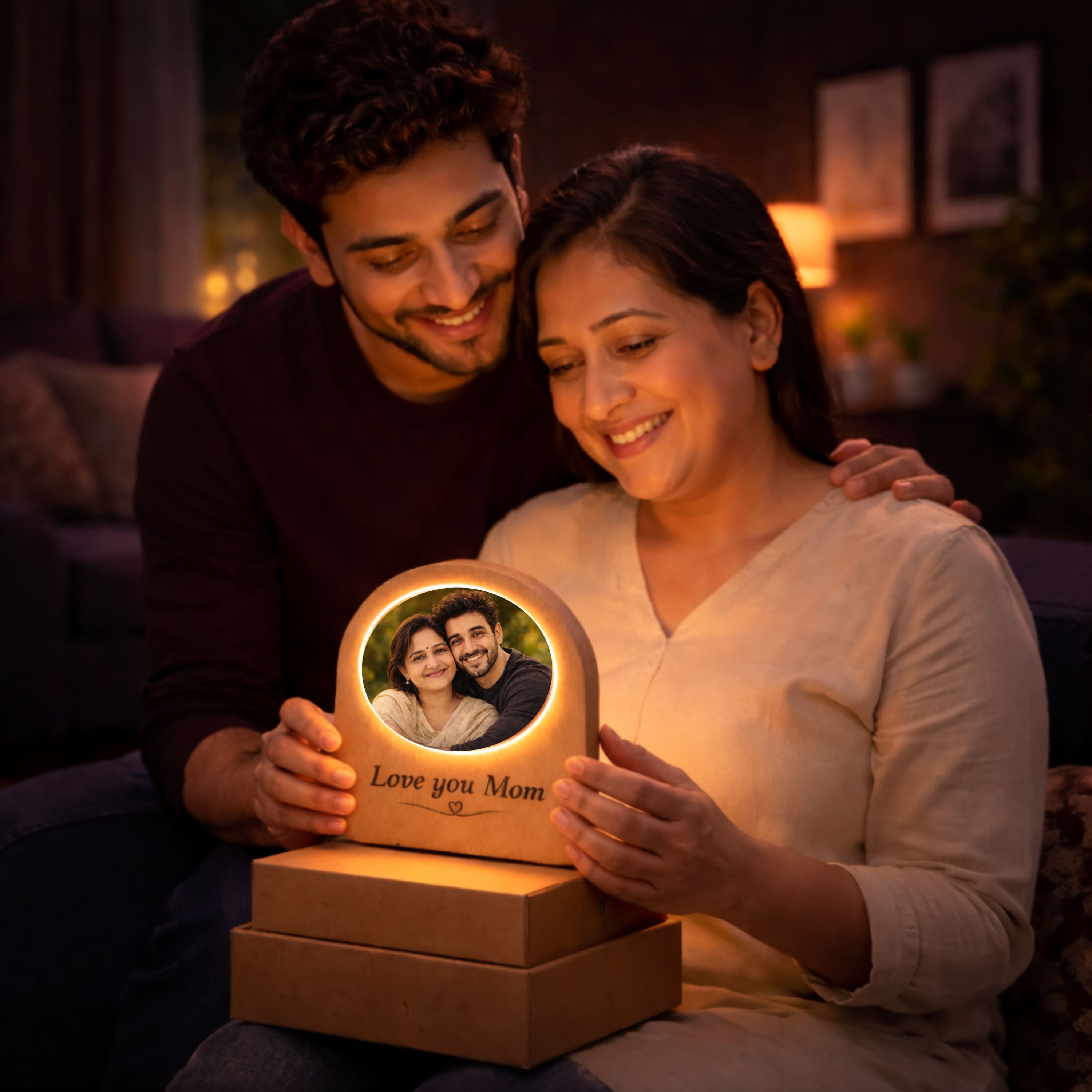 Mom, My Safe Place – LED Acrylic Photo Lamp for Mom | Mother’s Day Gift (5x4 Inch Lamp with 3 Inch Photo)
