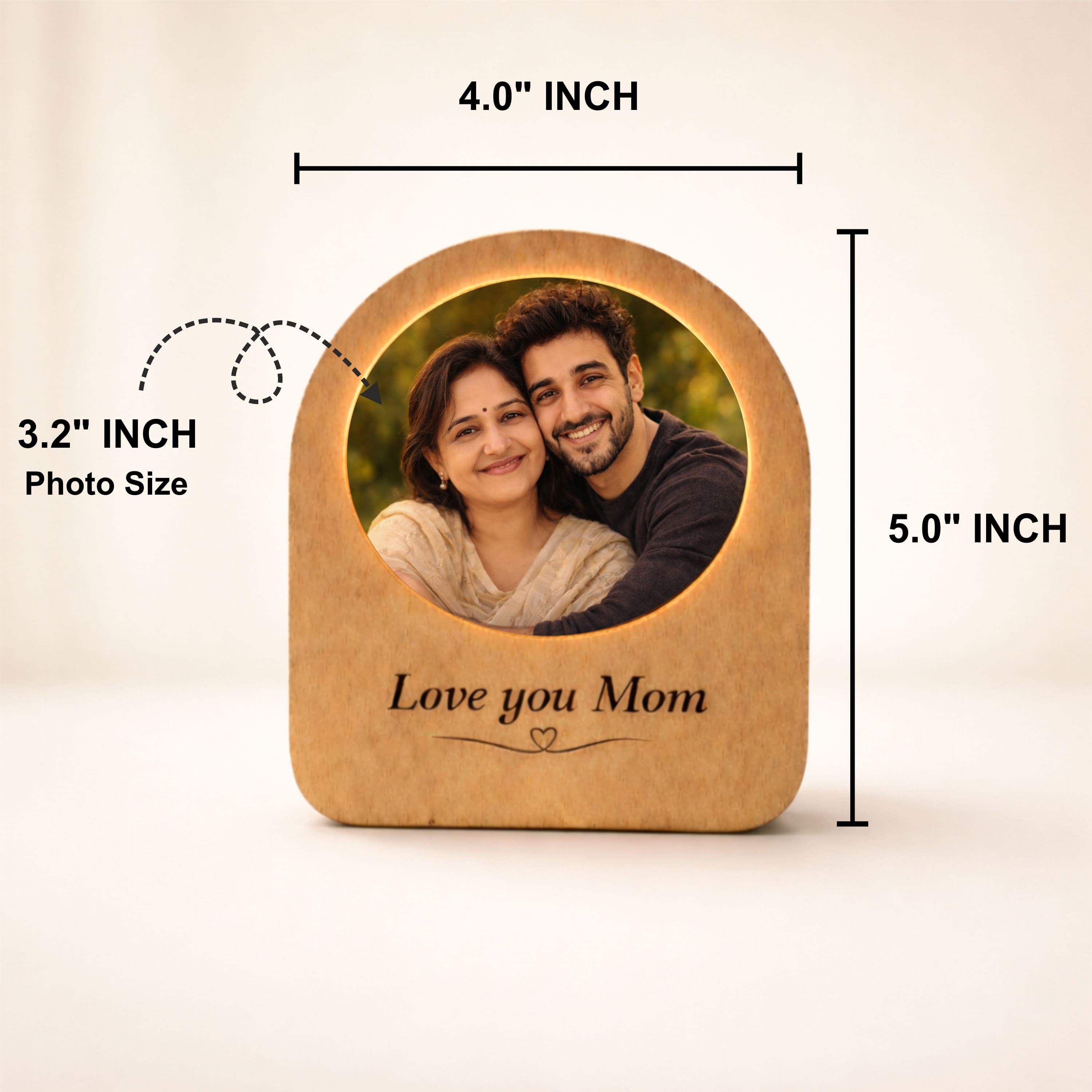 Mom, My Safe Place – LED Acrylic Photo Lamp for Mom | Mother’s Day Gift (5x4 Inch Lamp with 3 Inch Photo)