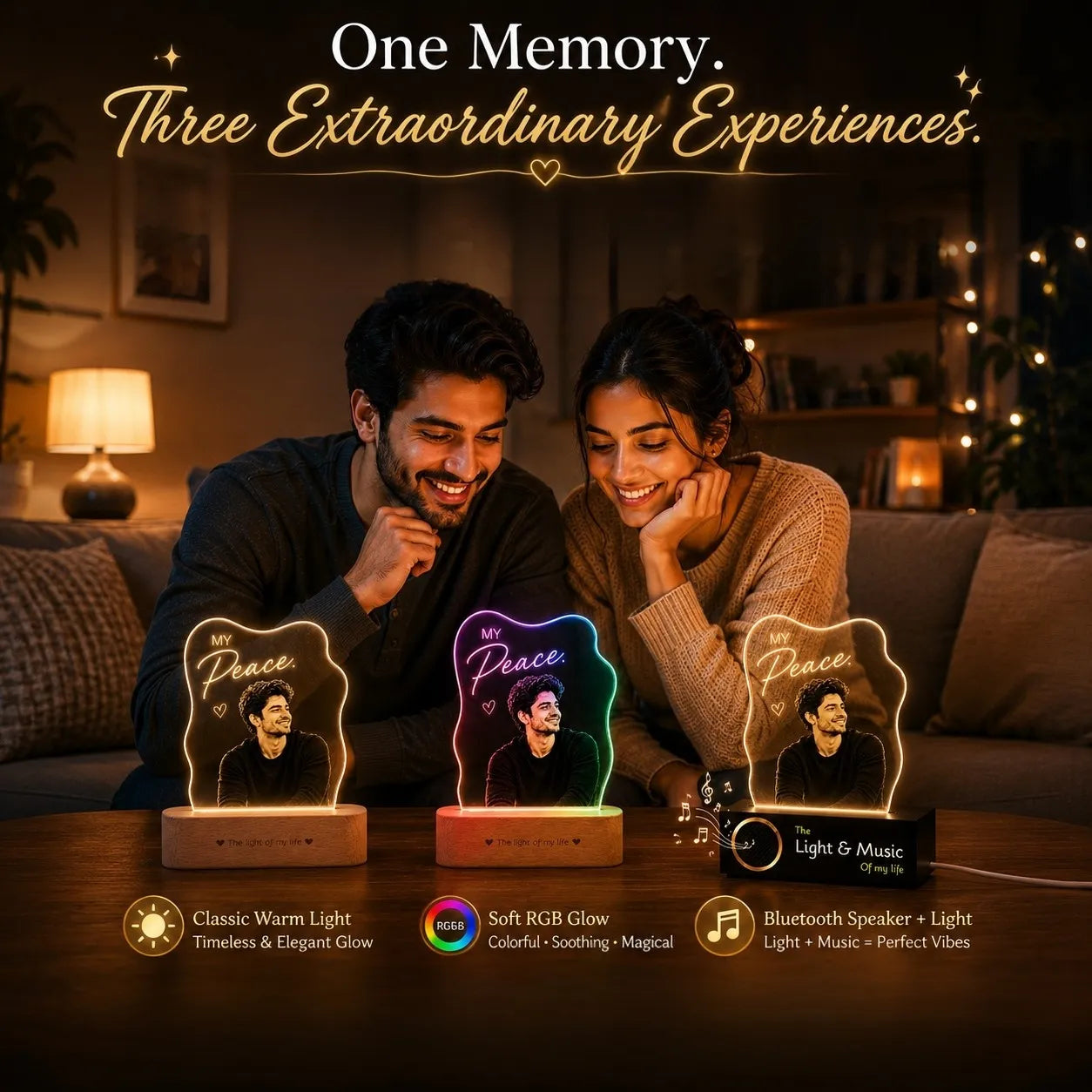 My Peace - Personalized Husband Photo Lamp | Romantic Anniversary & Birthday Gift for Husband | UV Printed Acrylic LED Lamp