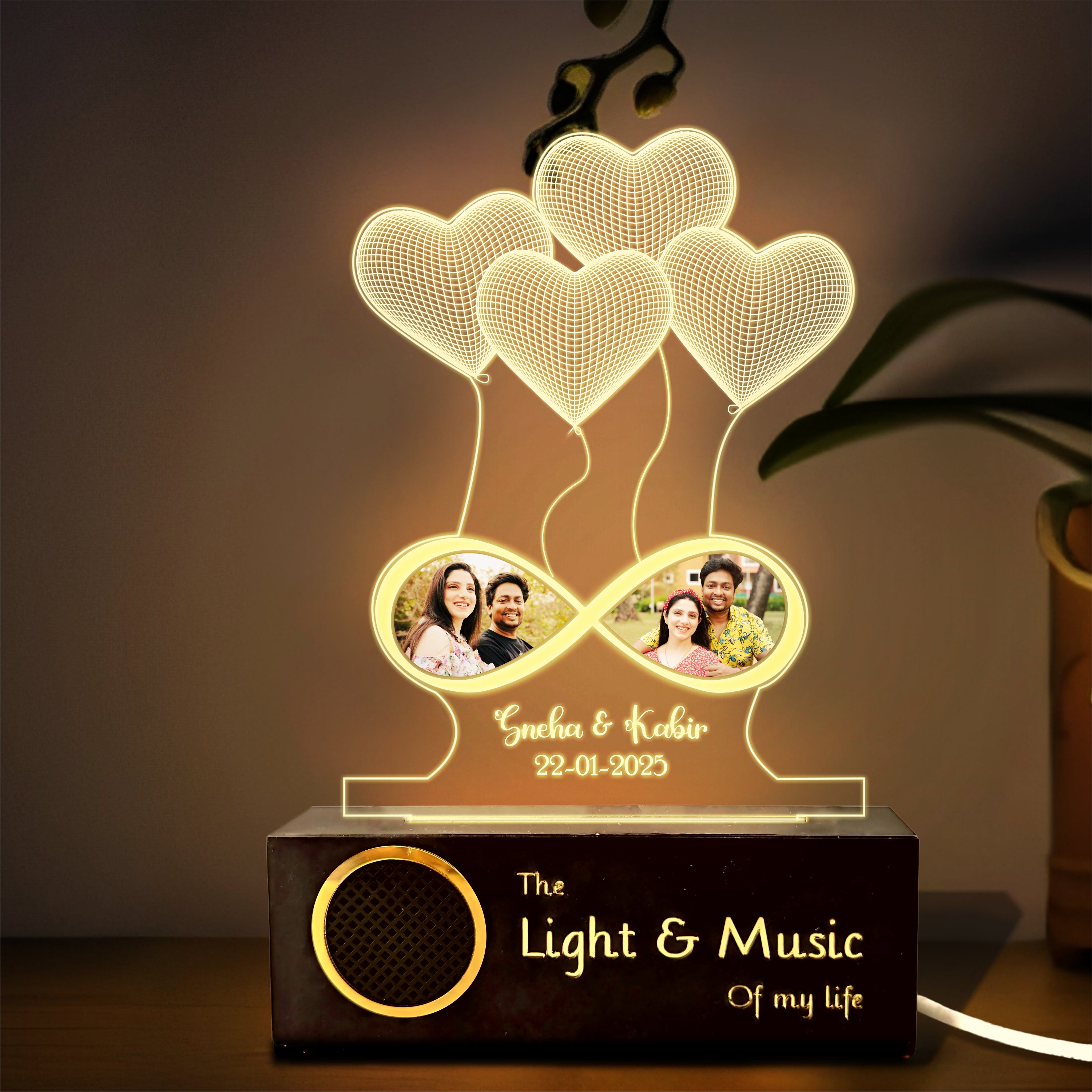 Anniversary Gift - Heart Lamp With Names