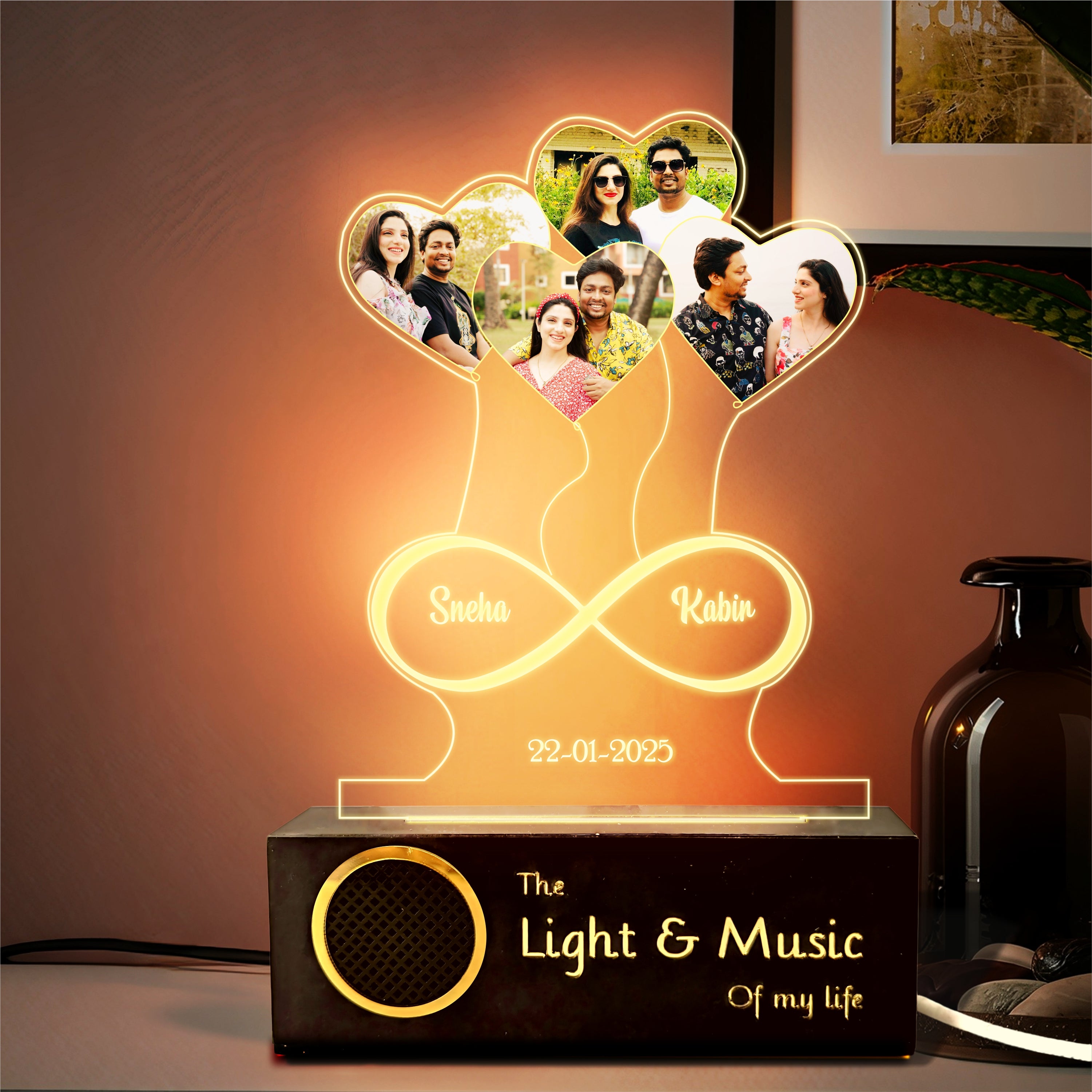 Anniversary Gift - Heart Lamp With Names