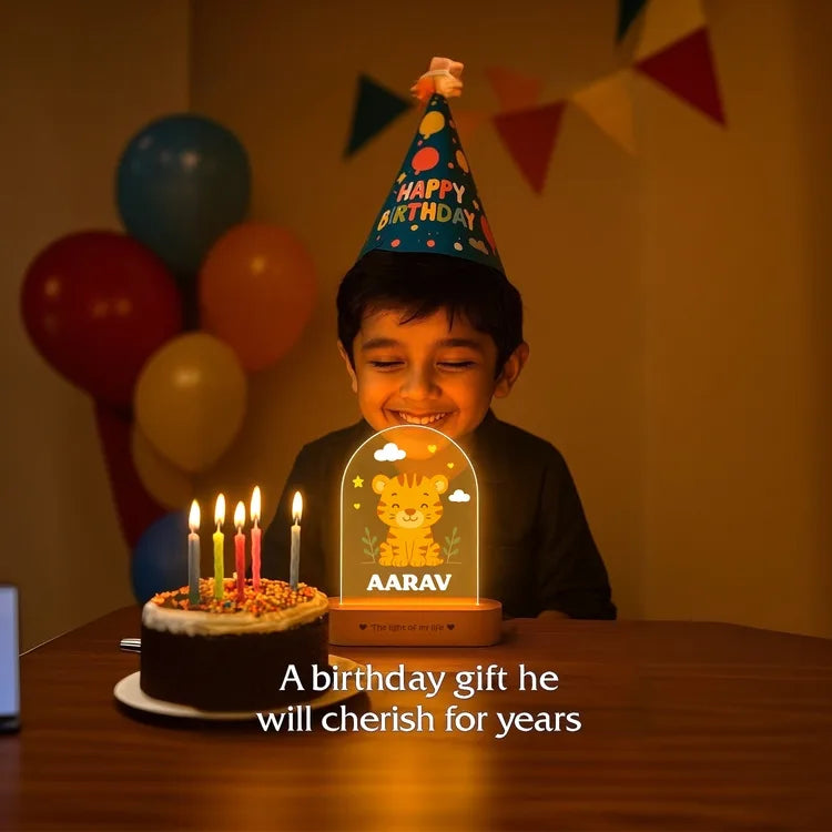 Birthday Gift for Boys – Personalized Tiger Night Lamp with Name
