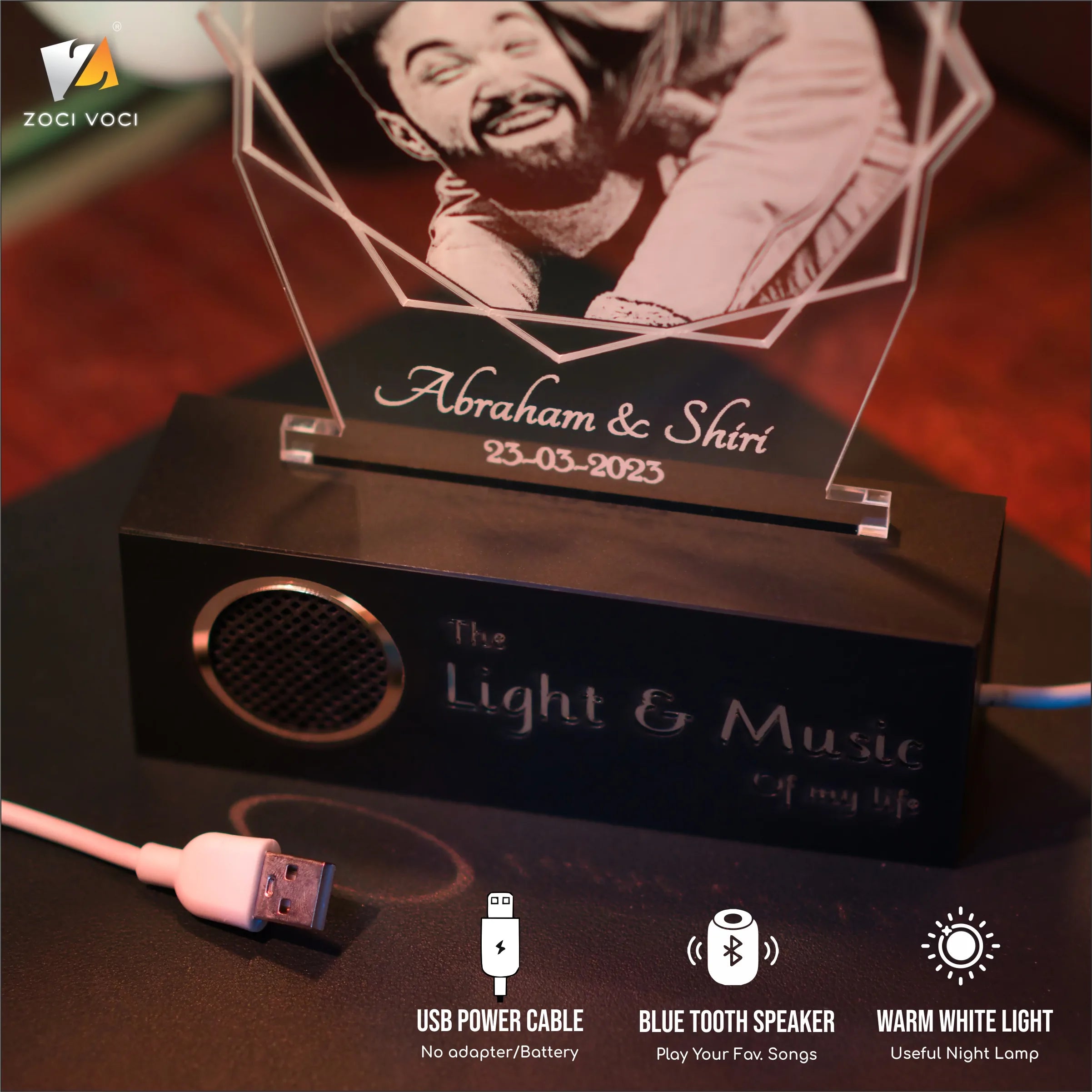 Celestial Moments: Engraved Love Glow Lamp - Valentines gift for husband