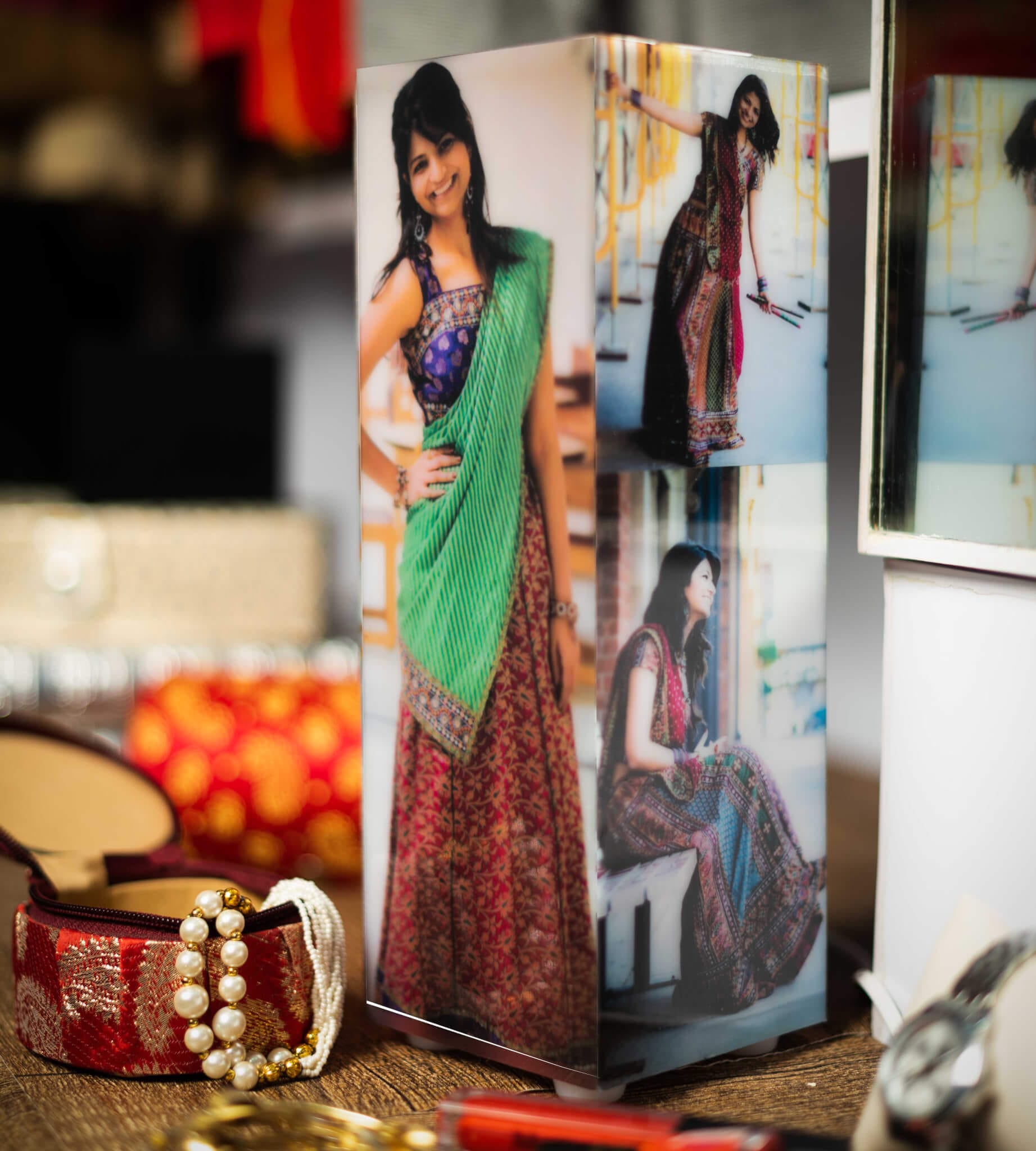 tall acrylic lamp with 9-13 photos