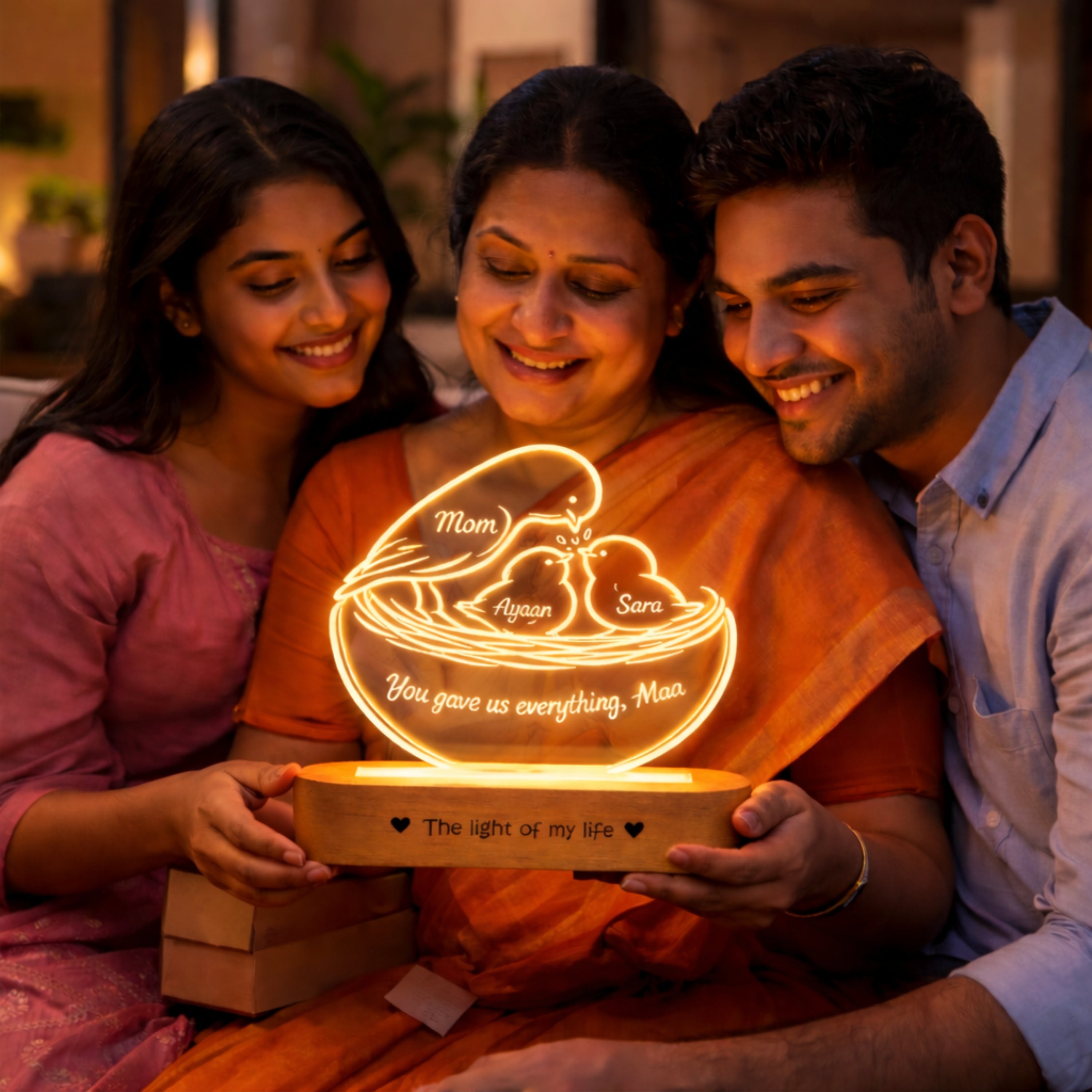 Mumma’s Nest – “You Gave Us Everything” Personalized Lamp for Mom | Gift for Mom from Kids | Custom Name LED Lamp