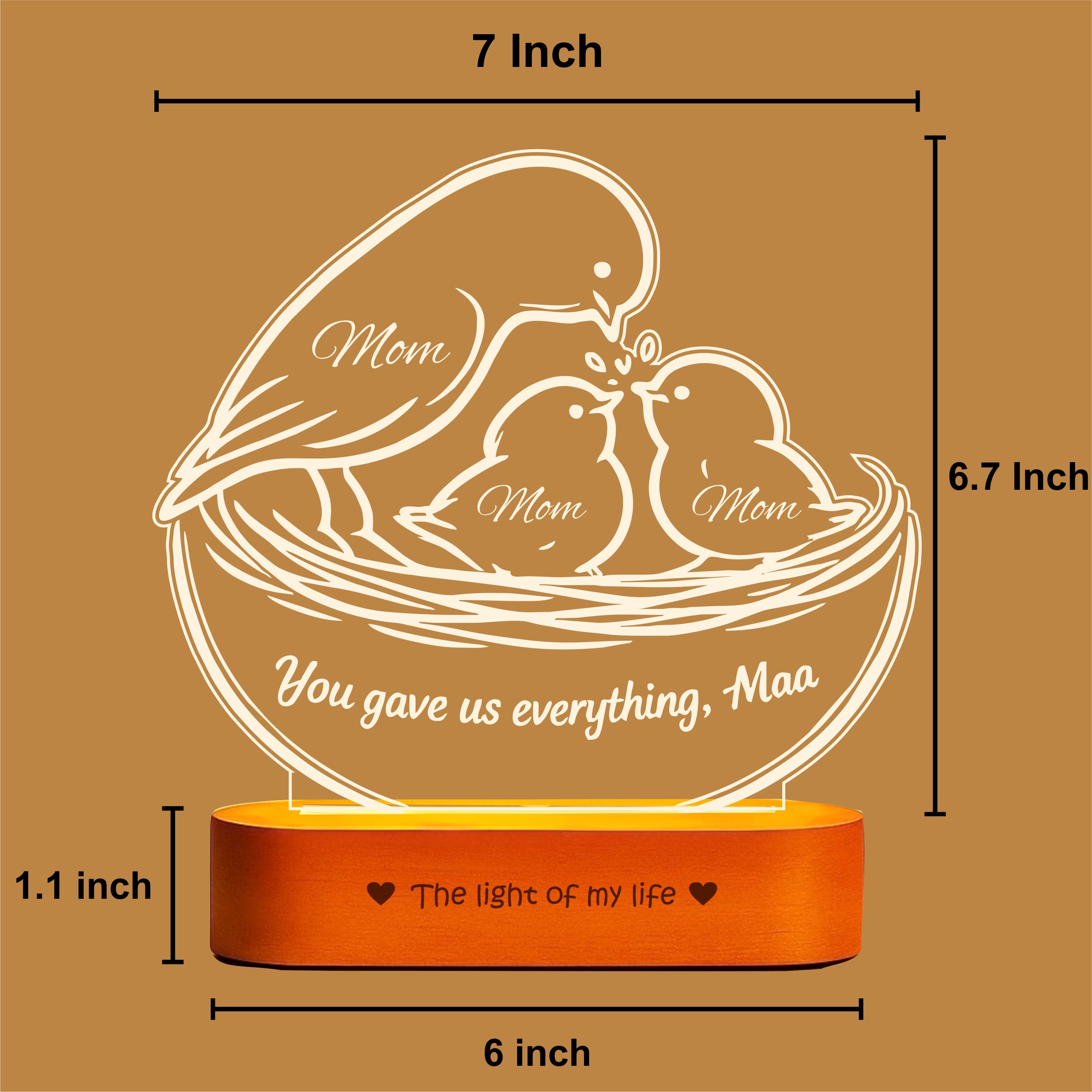 Mumma’s Nest – “You Gave Us Everything” Personalized Lamp for Mom | Gift for Mom from Kids | Custom Name LED Lamp
