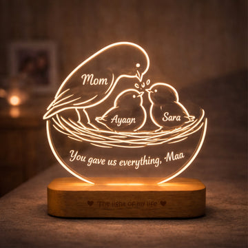 Mumma’s Nest – “You Gave Us Everything” Personalized Lamp for Mom | Gift for Mom from Kids | Custom Name LED Lamp
