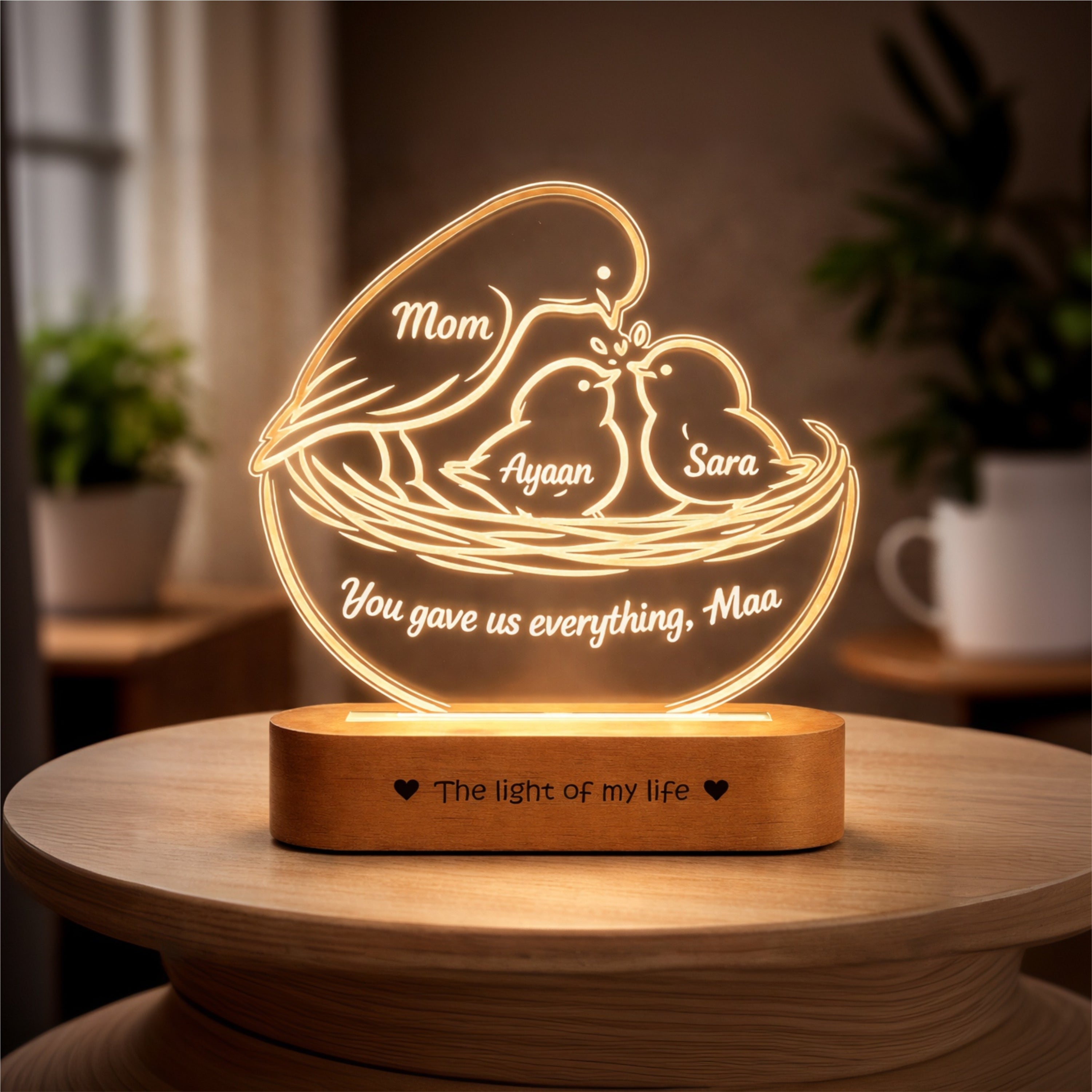 Mumma’s Nest – “You Gave Us Everything” Personalized Lamp for Mom | Gift for Mom from Kids | Custom Name LED Lamp