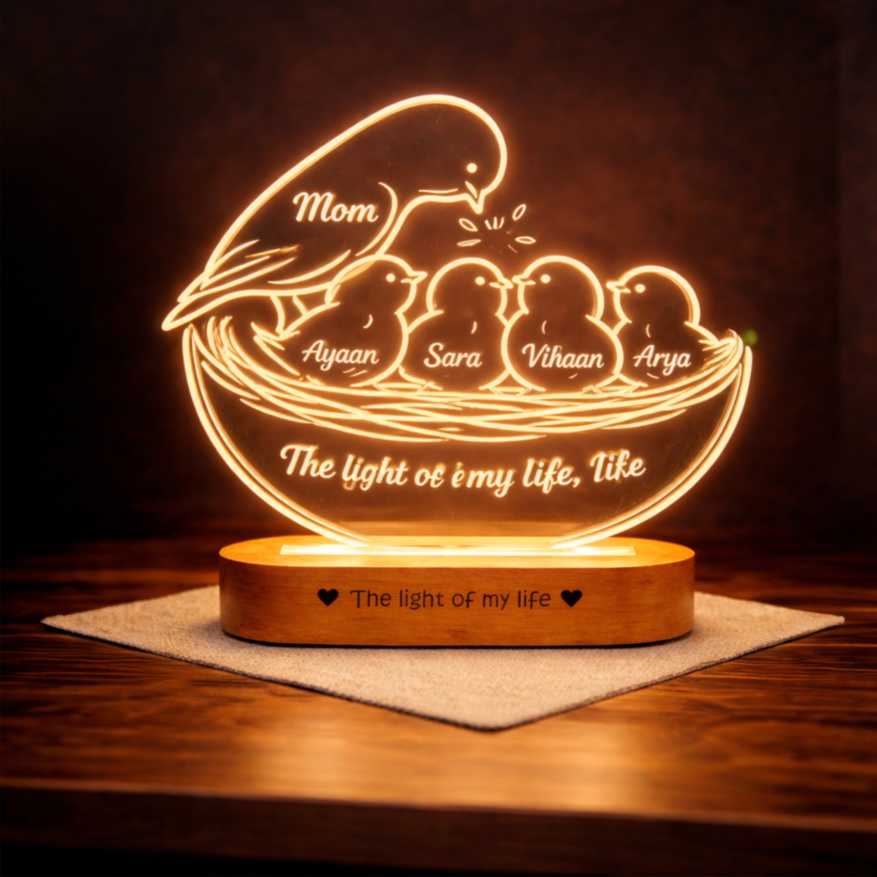 Mumma’s Nest – “You Gave Us Everything” Personalized Lamp for Mom | Gift for Mom from Kids | Custom Name LED Lamp