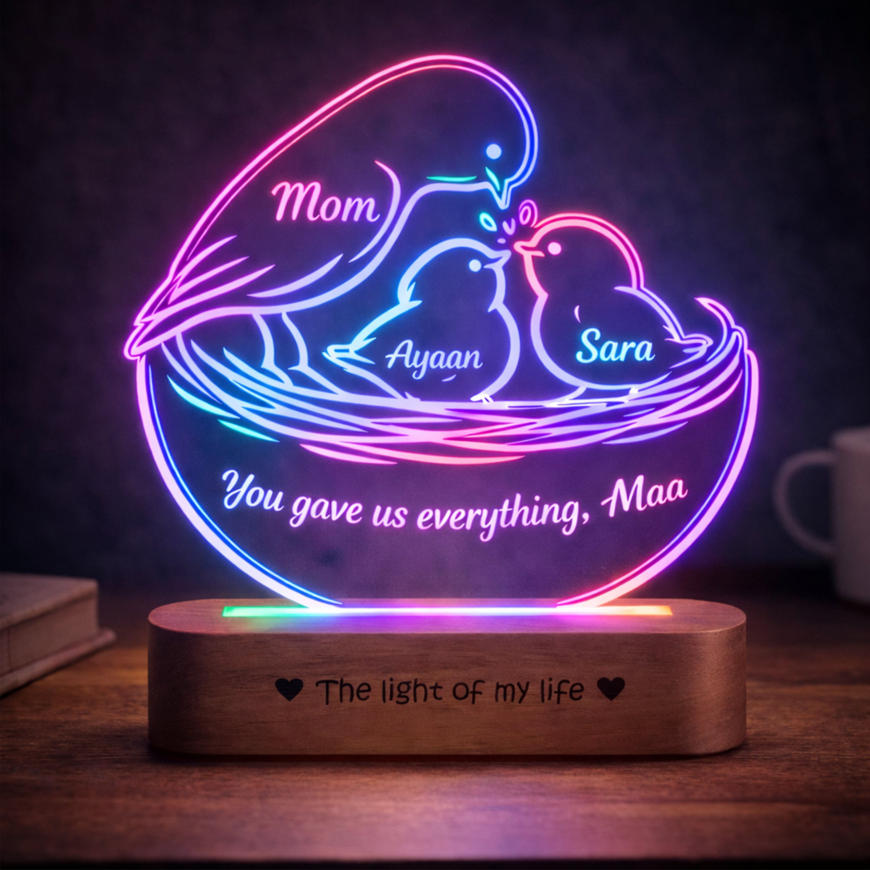 Mumma’s Nest – “You Gave Us Everything” Personalized Lamp for Mom | Gift for Mom from Kids | Custom Name LED Lamp