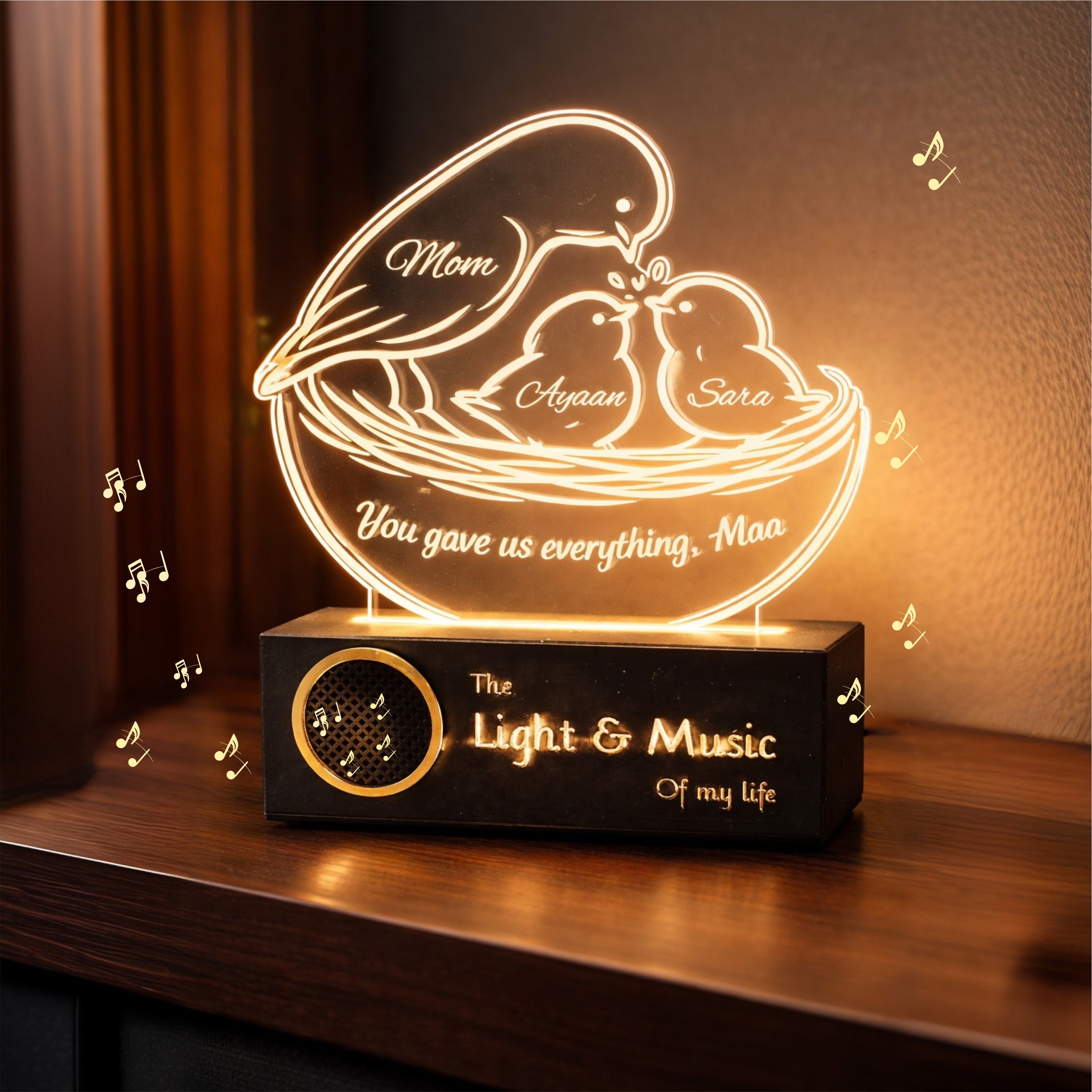 Mumma’s Nest – “You Gave Us Everything” Personalized Lamp for Mom | Gift for Mom from Kids | Custom Name LED Lamp