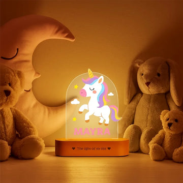 First Birthday Gift with Name – Personalized Unicorn Night Lamp for Girls