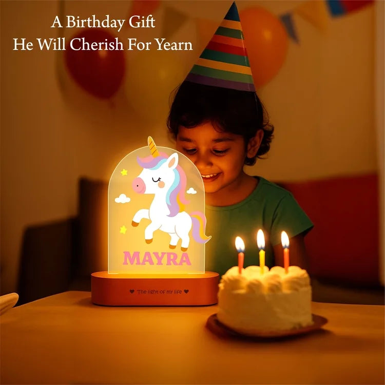 First Birthday Gift with Name – Personalized Unicorn Night Lamp for Girls