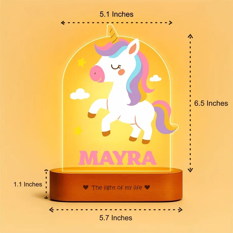 First Birthday Gift with Name – Personalized Unicorn Night Lamp for Girls
