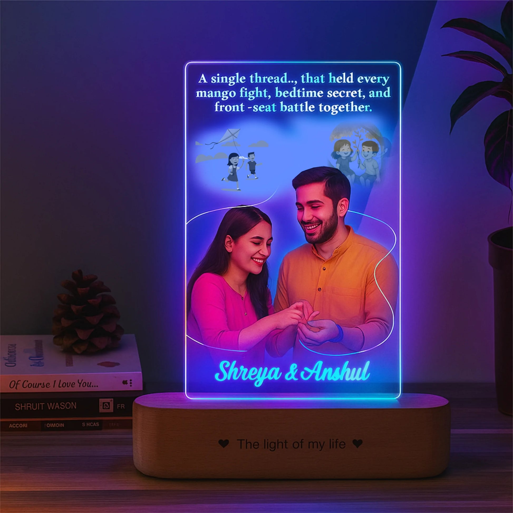 A Thread of Memories – Personalized Raksha Bandhan Gift for Brother | Custom LED Acrylic Photo Lamp