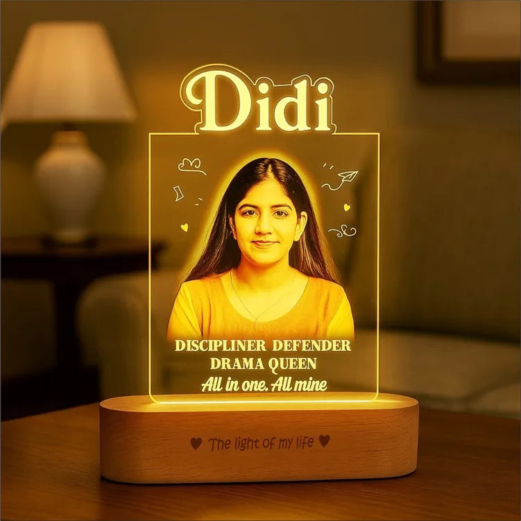 Didi – Personalized LED Frame | Customized Photo Gift for Sister with Name & Quote