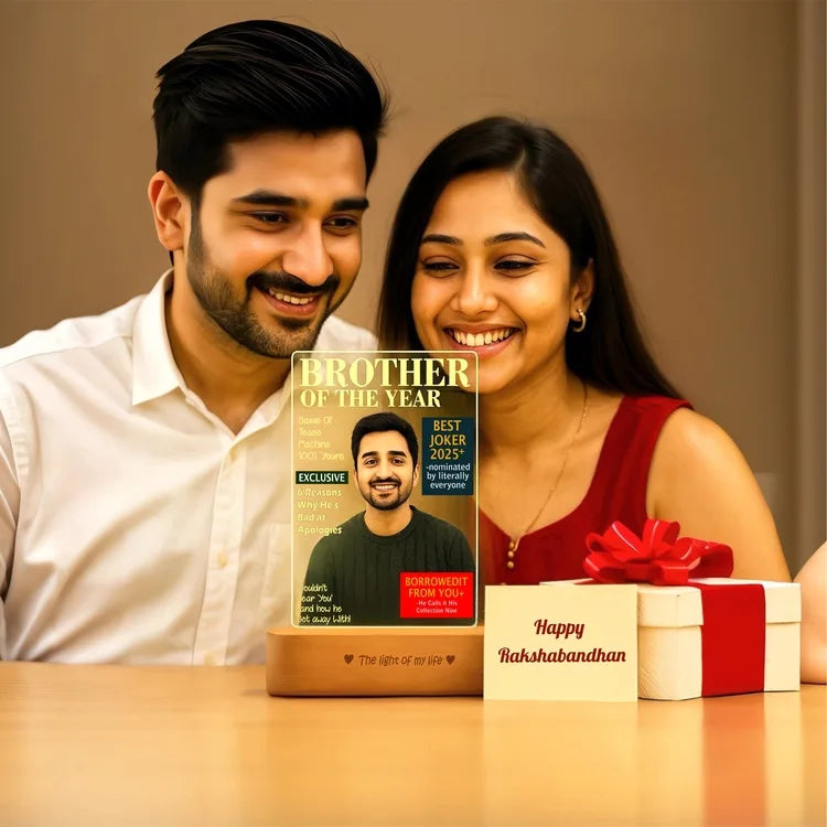 Brother of the Year 2025 – Funny LED Brother Photo Frame | Personalized Gift