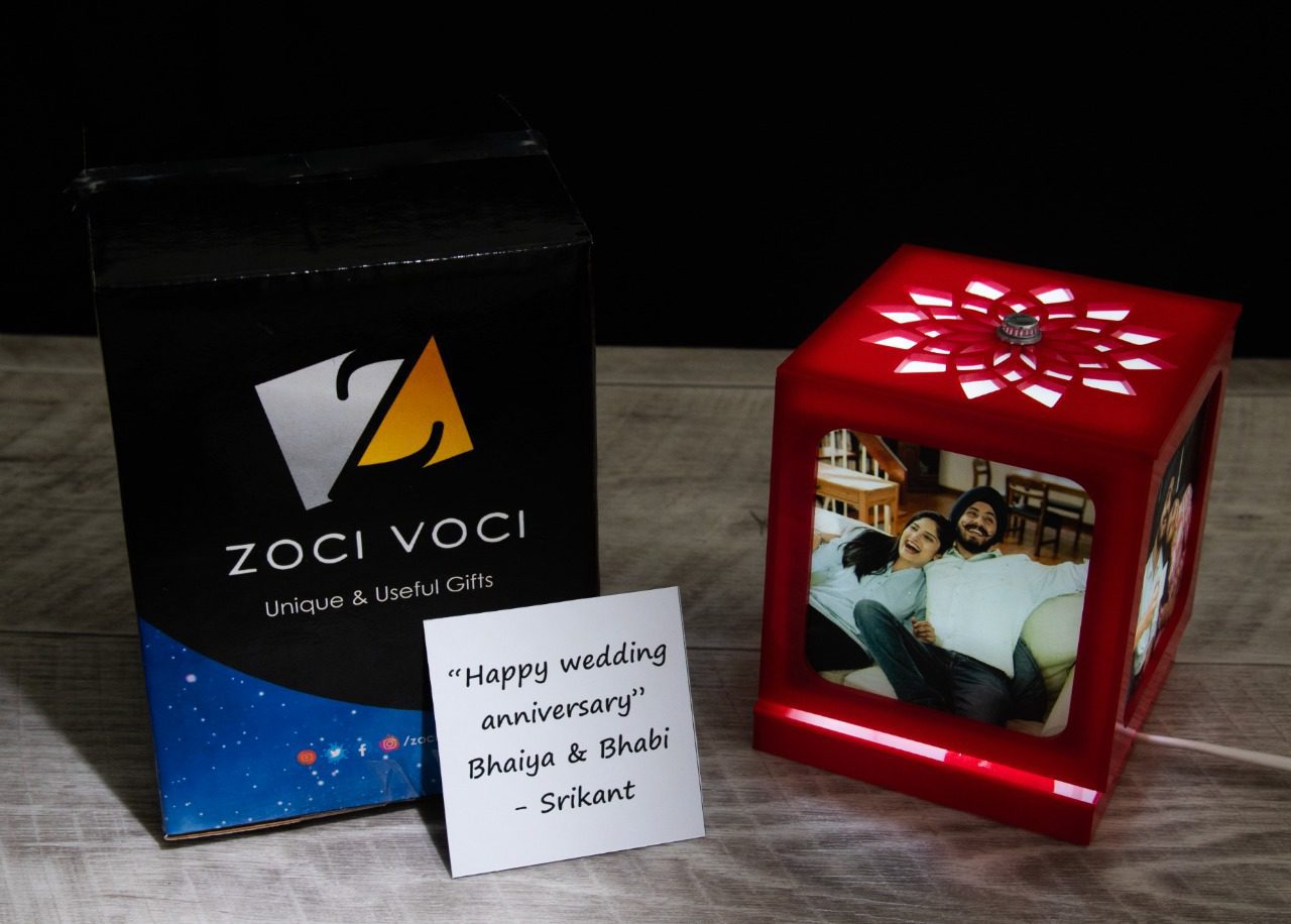 Anniversary Gift - Red Rotating Photo Lamp