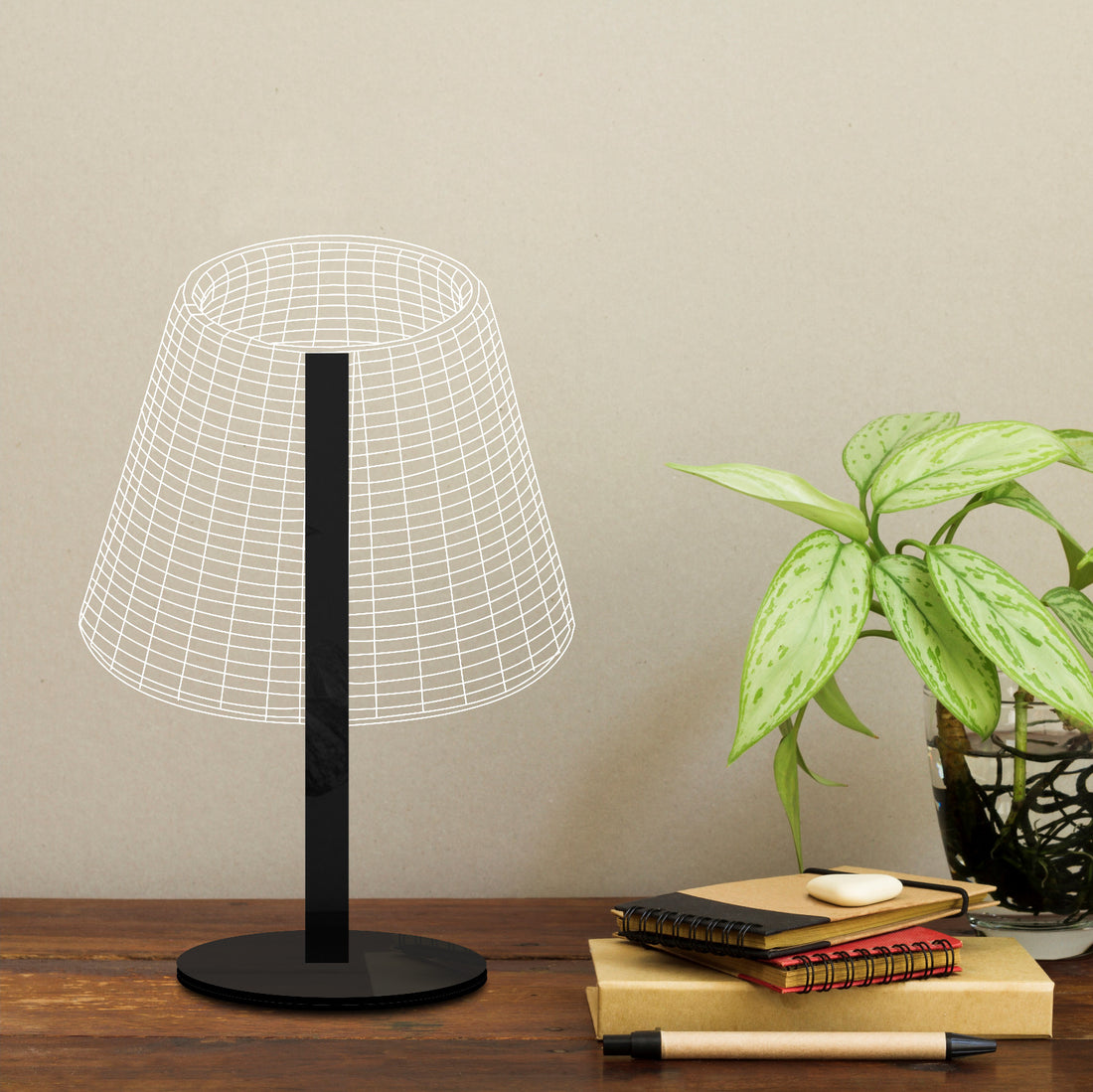 A modern bedside table lamp made in acrylic