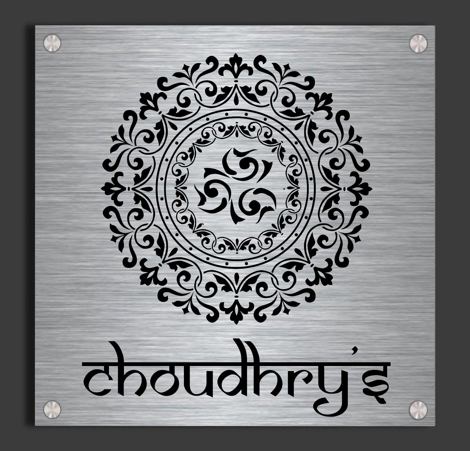 Floral Chakra" Steel Name Plate