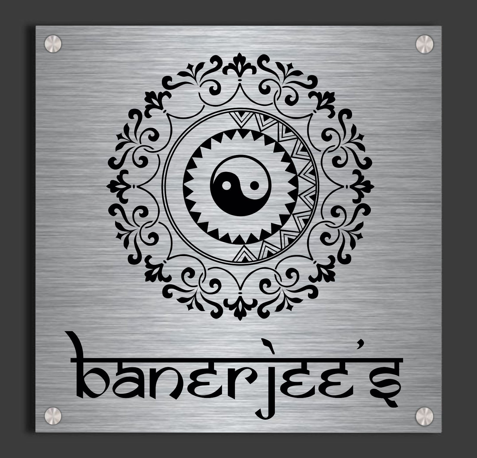 Harmony Mandala - Stainless Steel Name Plate. - 8 x 8 inch