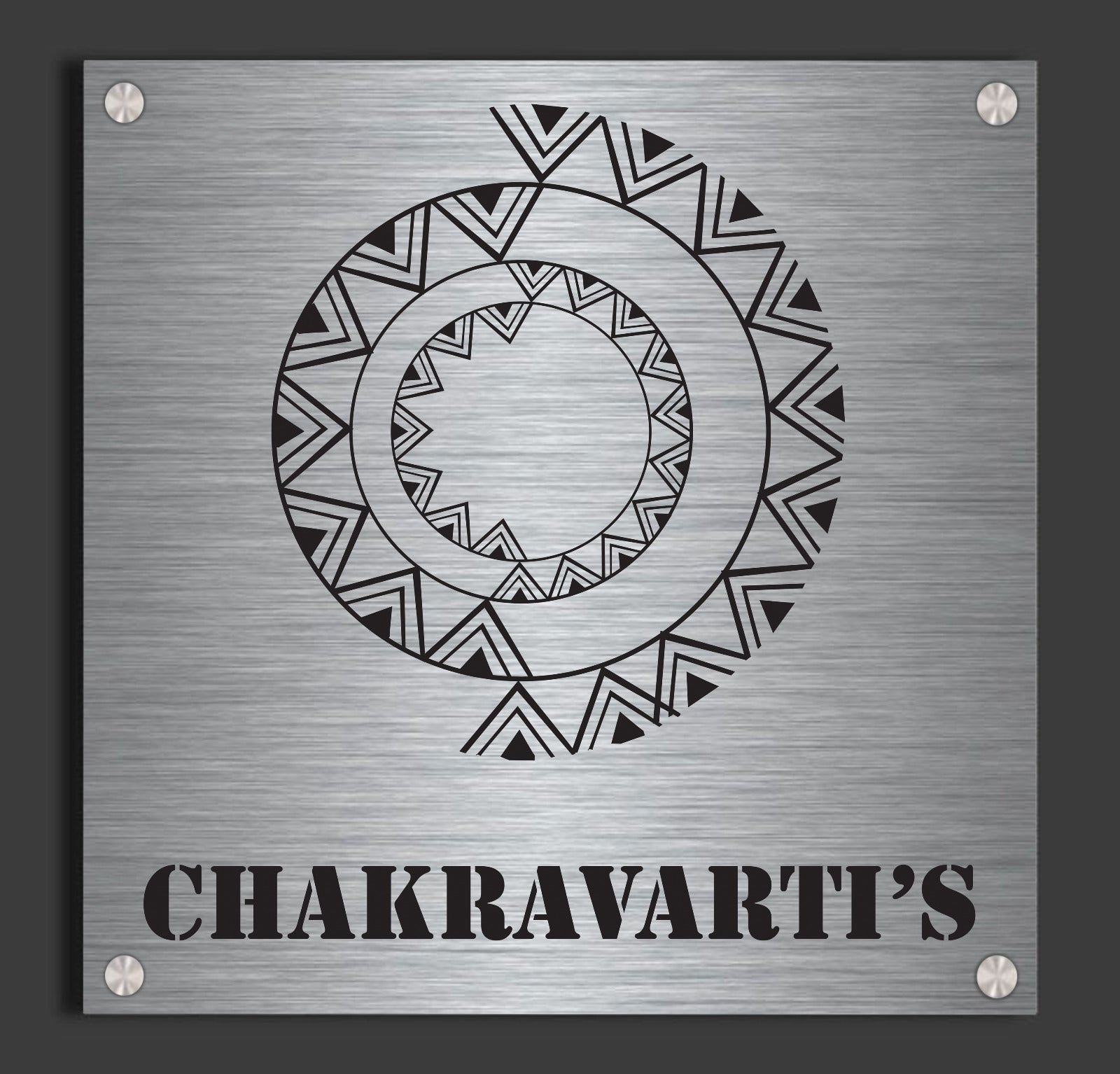 Mandala Chakra - Steel Name Plate - 8x8 inch